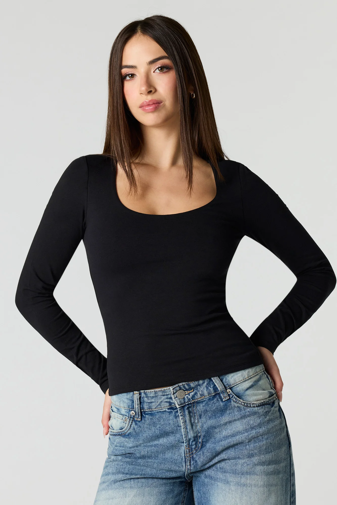 Soft Contour Scoop Neck Long Sleeve Top - Image 4