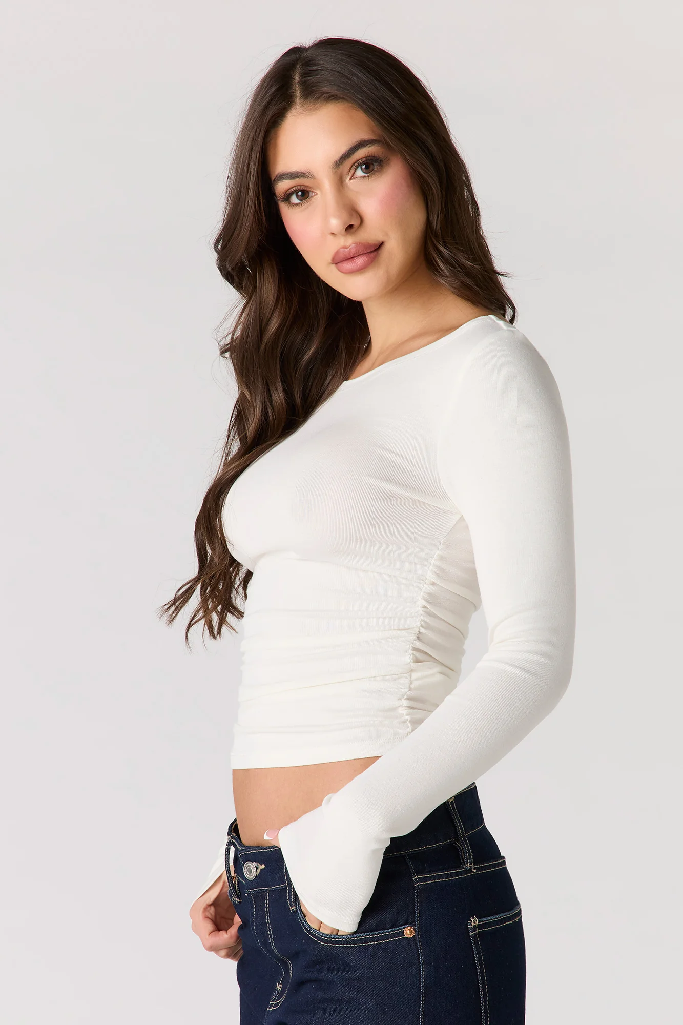 Ribbed Boat Neck Long Sleeve Top - Image 10