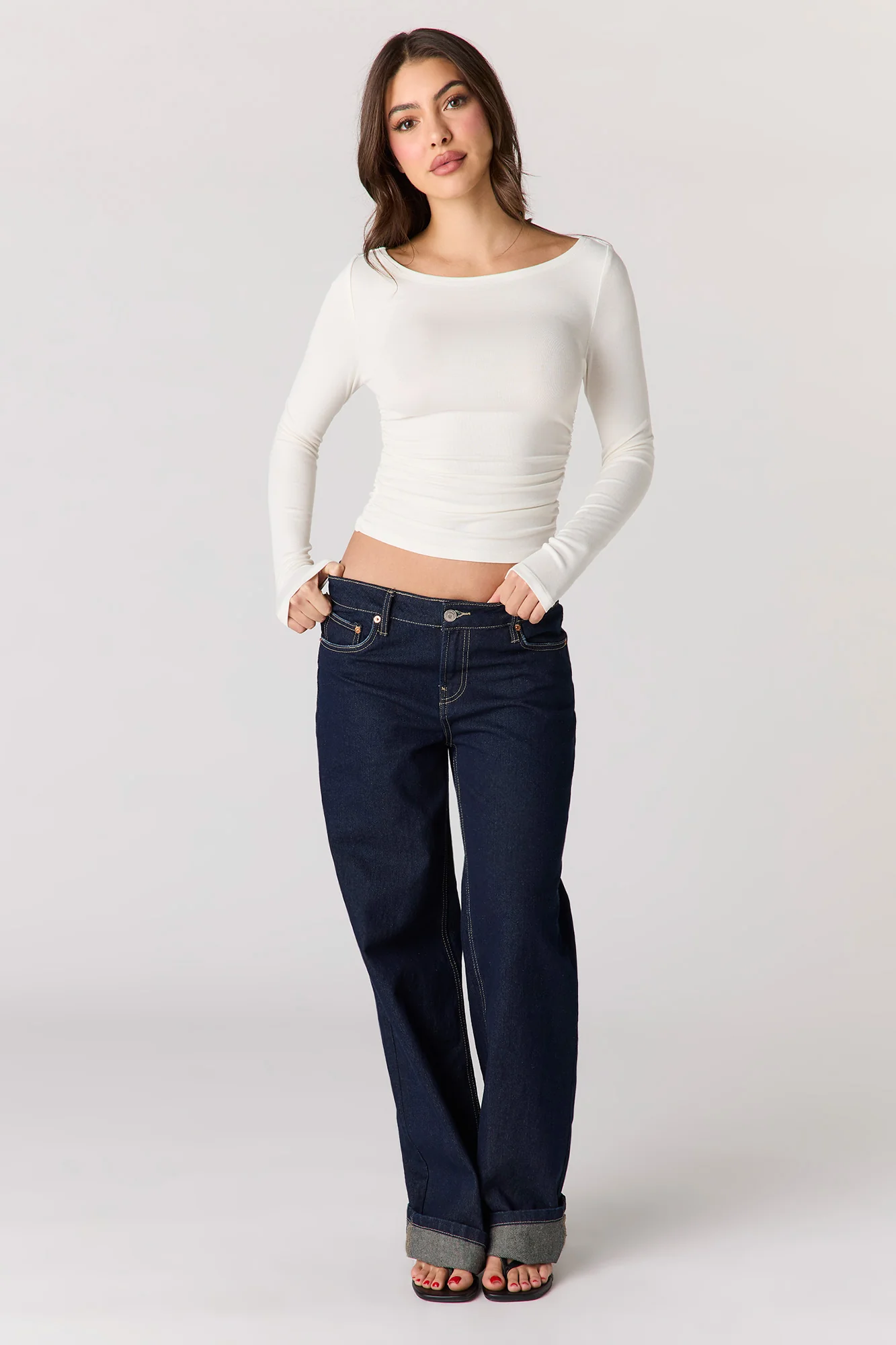 Ribbed Boat Neck Long Sleeve Top - Image 12