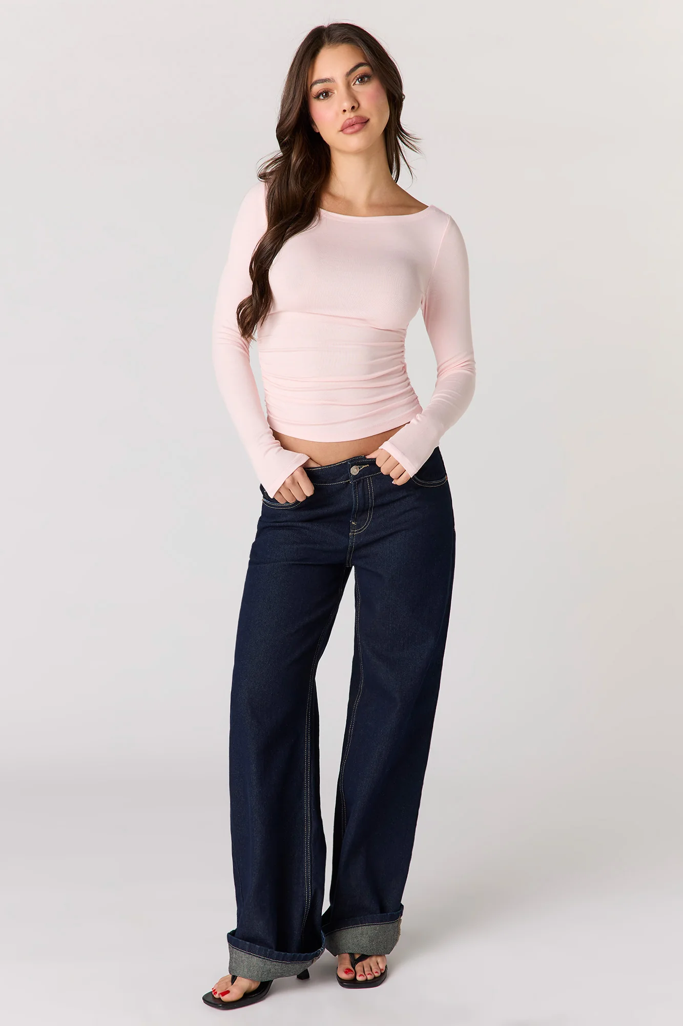 Ribbed Boat Neck Long Sleeve Top - Image 15