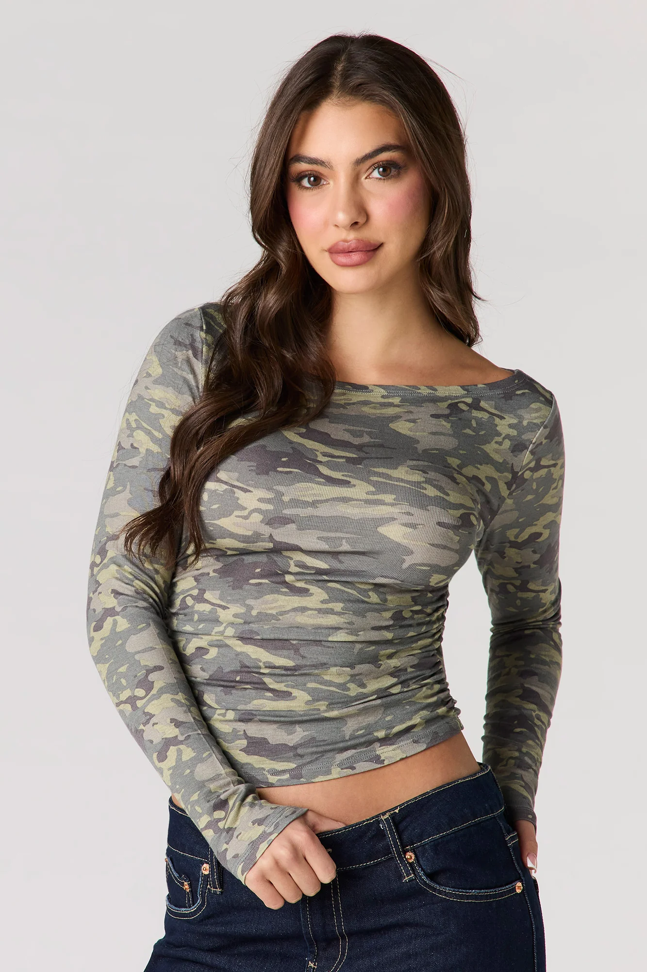 Ribbed Boat Neck Long Sleeve Top - Image 16