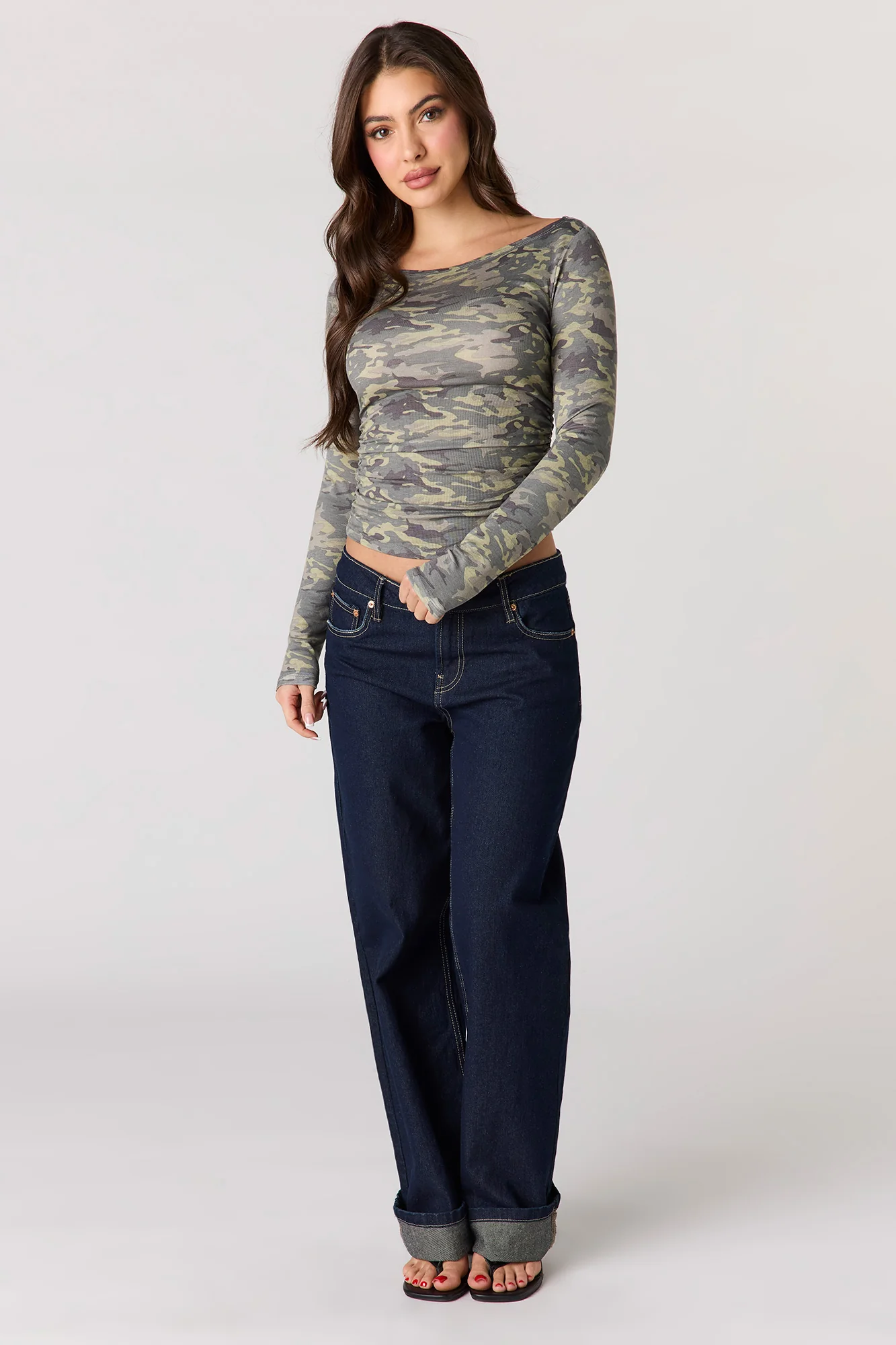 Ribbed Boat Neck Long Sleeve Top - Image 18