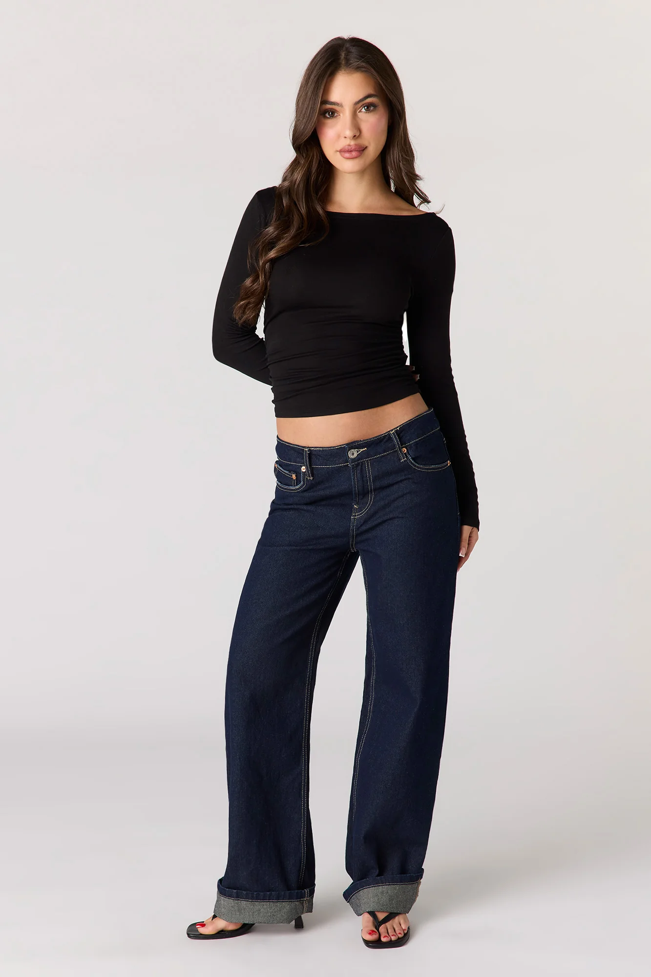 Ribbed Boat Neck Long Sleeve Top - Image 6