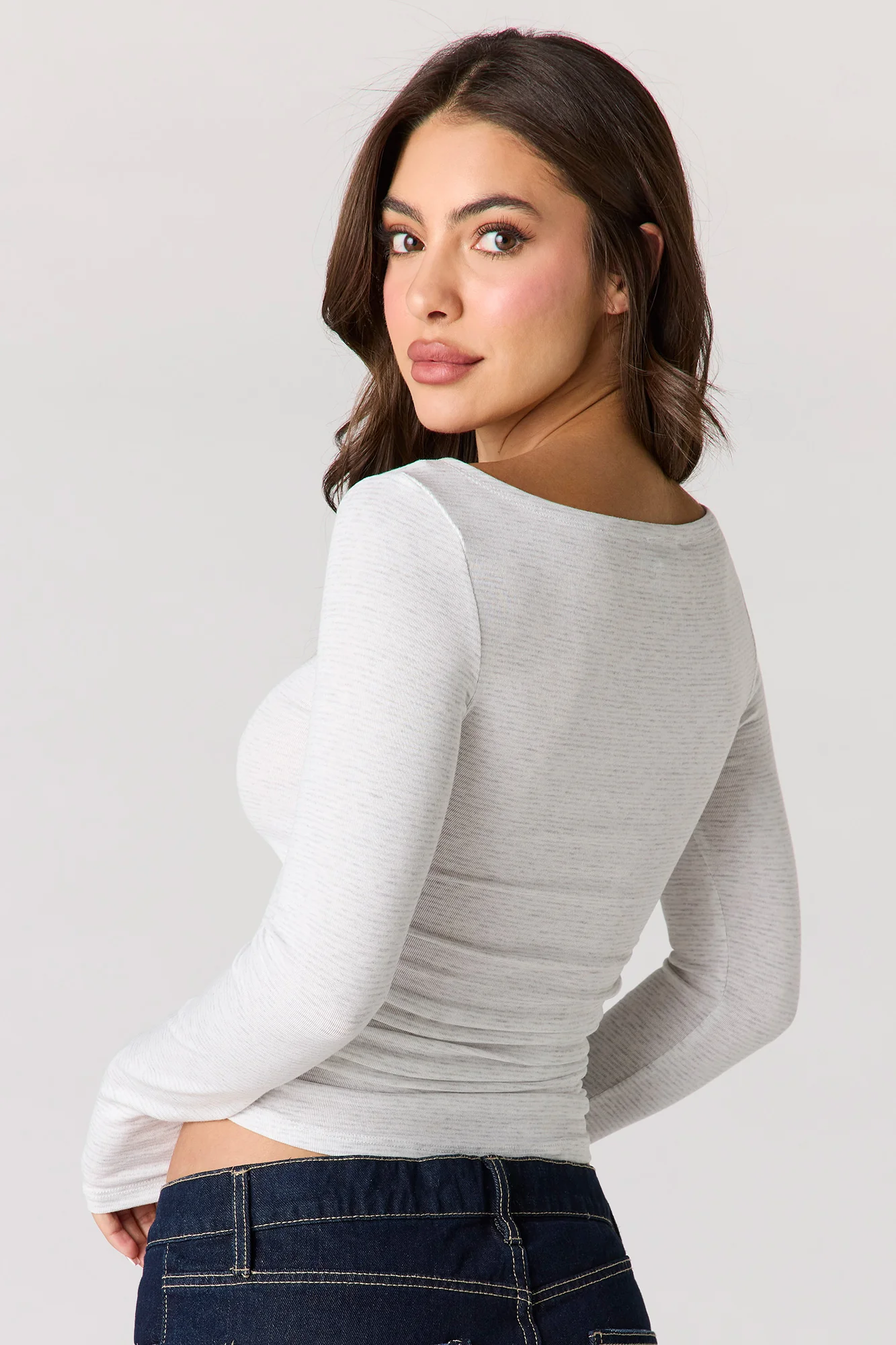 Ribbed Boat Neck Long Sleeve Top - Image 8