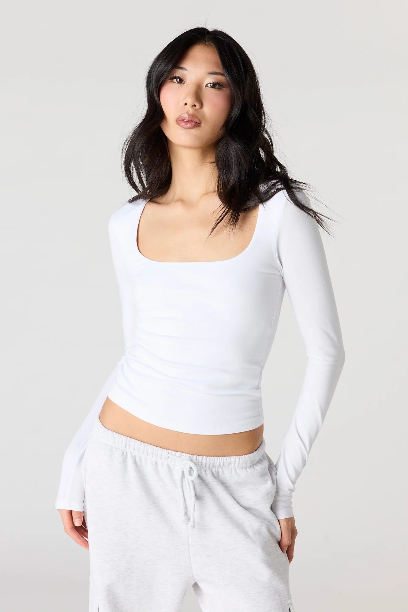 Soft Contour Square Neck Long Sleeve Top