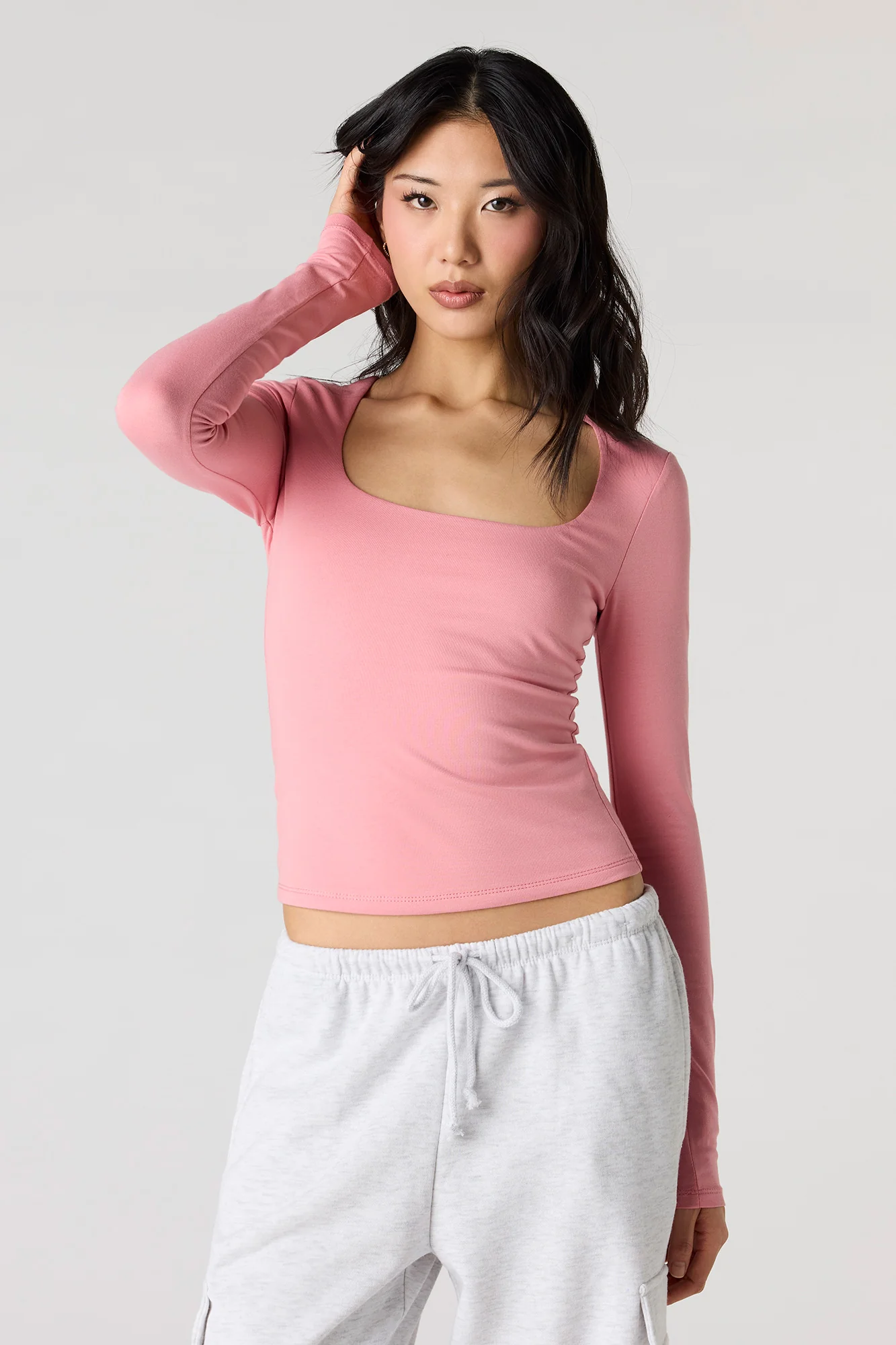 Soft Contour Square Neck Long Sleeve Top - Image 16