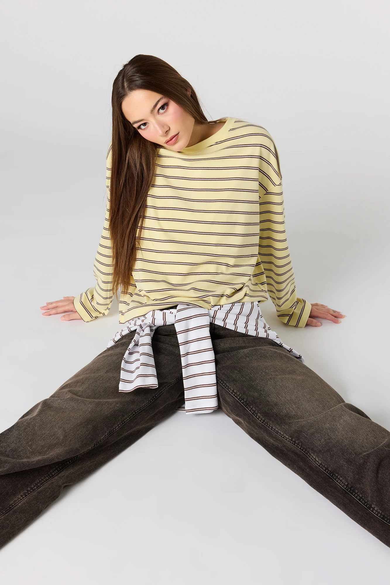 Striped Ribbed Classic Long Sleeve Top