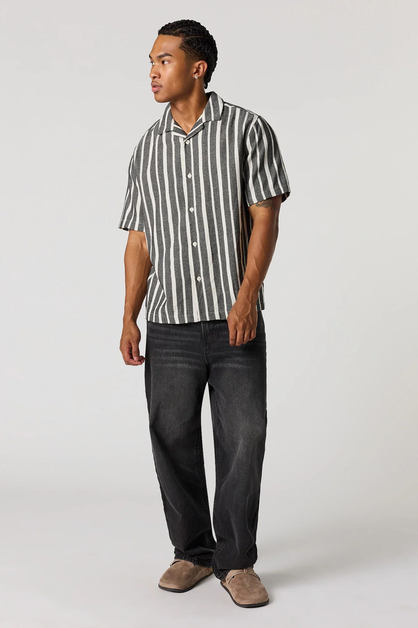 Textured Striped Button-Up Top - Image 3