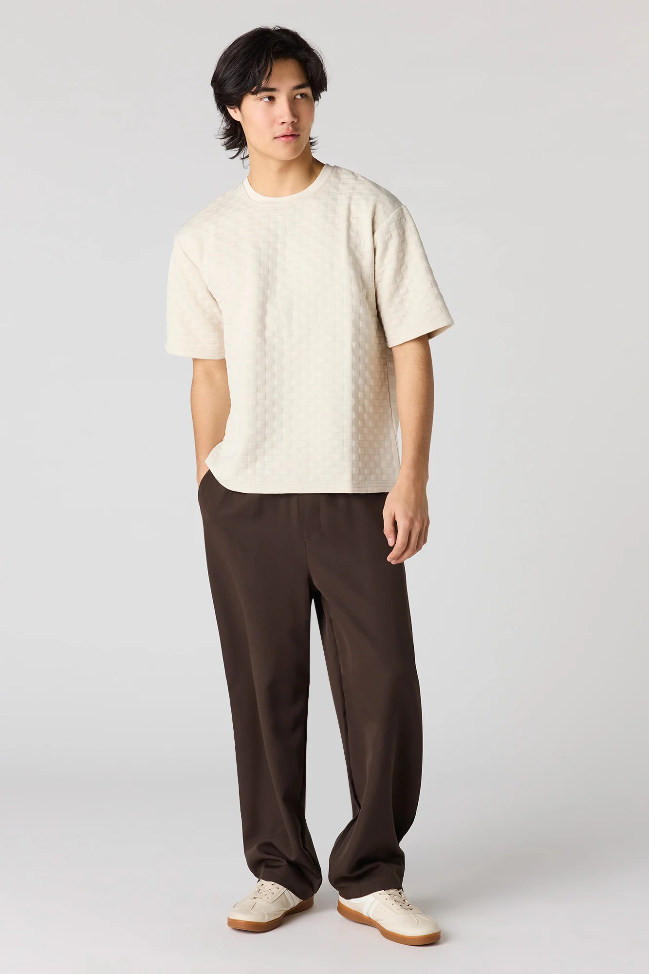 Checkered Textured Boxy T-Shirt - Image 10
