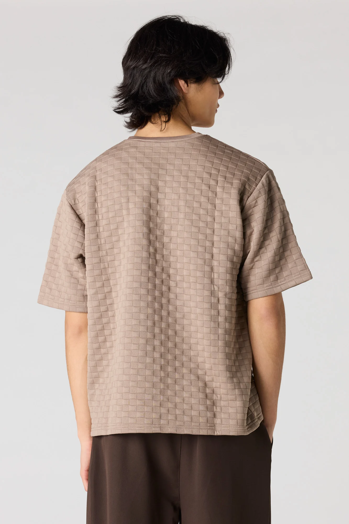 Checkered Textured Boxy T-Shirt - Image 2