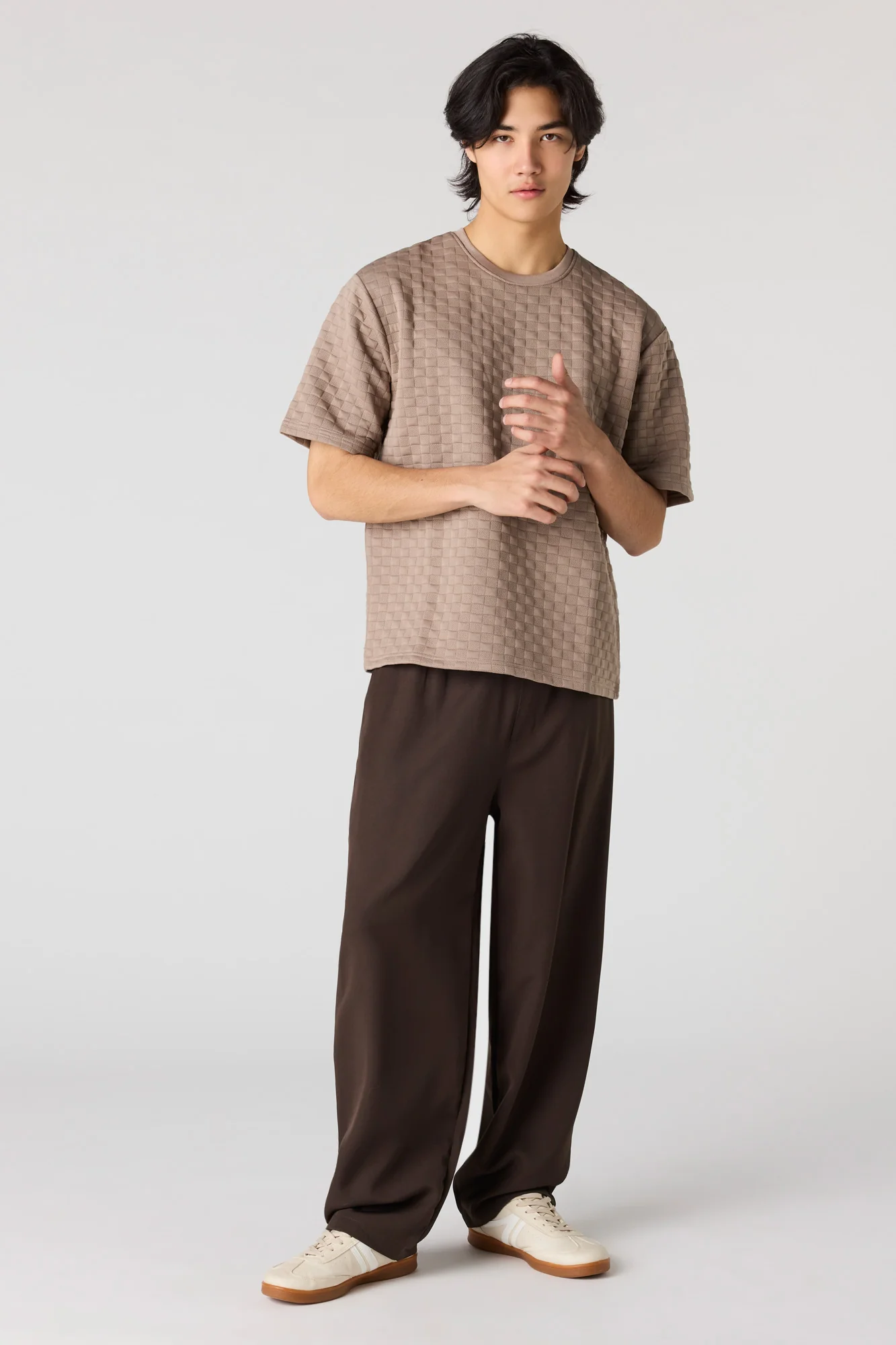 Checkered Textured Boxy T-Shirt - Image 3