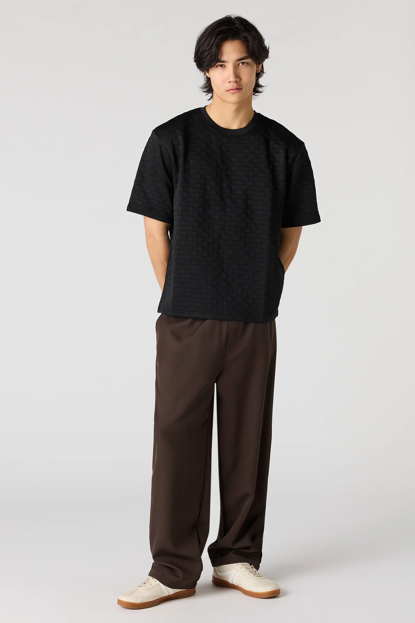 Checkered Textured Boxy T-Shirt - Image 7
