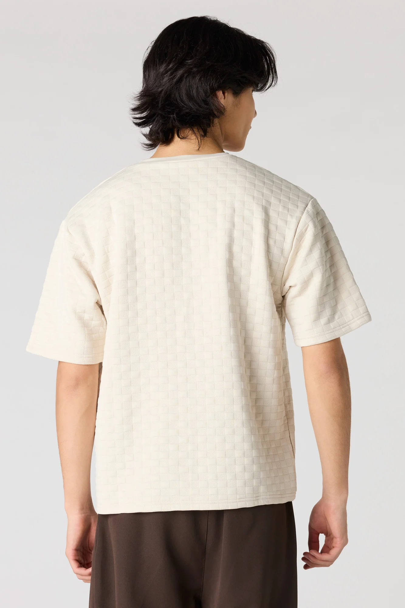 Checkered Textured Boxy T-Shirt - Image 9