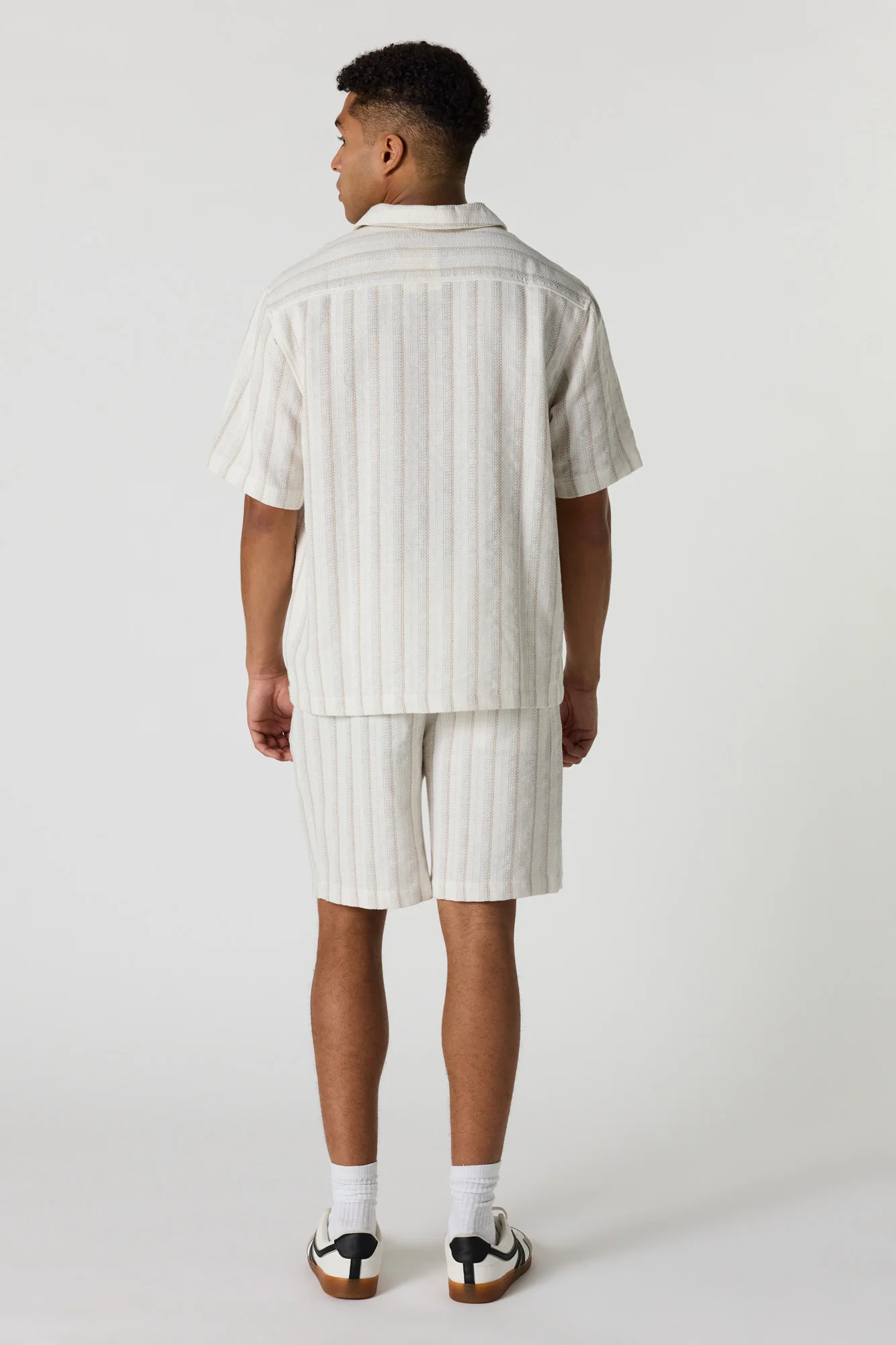 Textured Striped Drawstring Short - Image 3