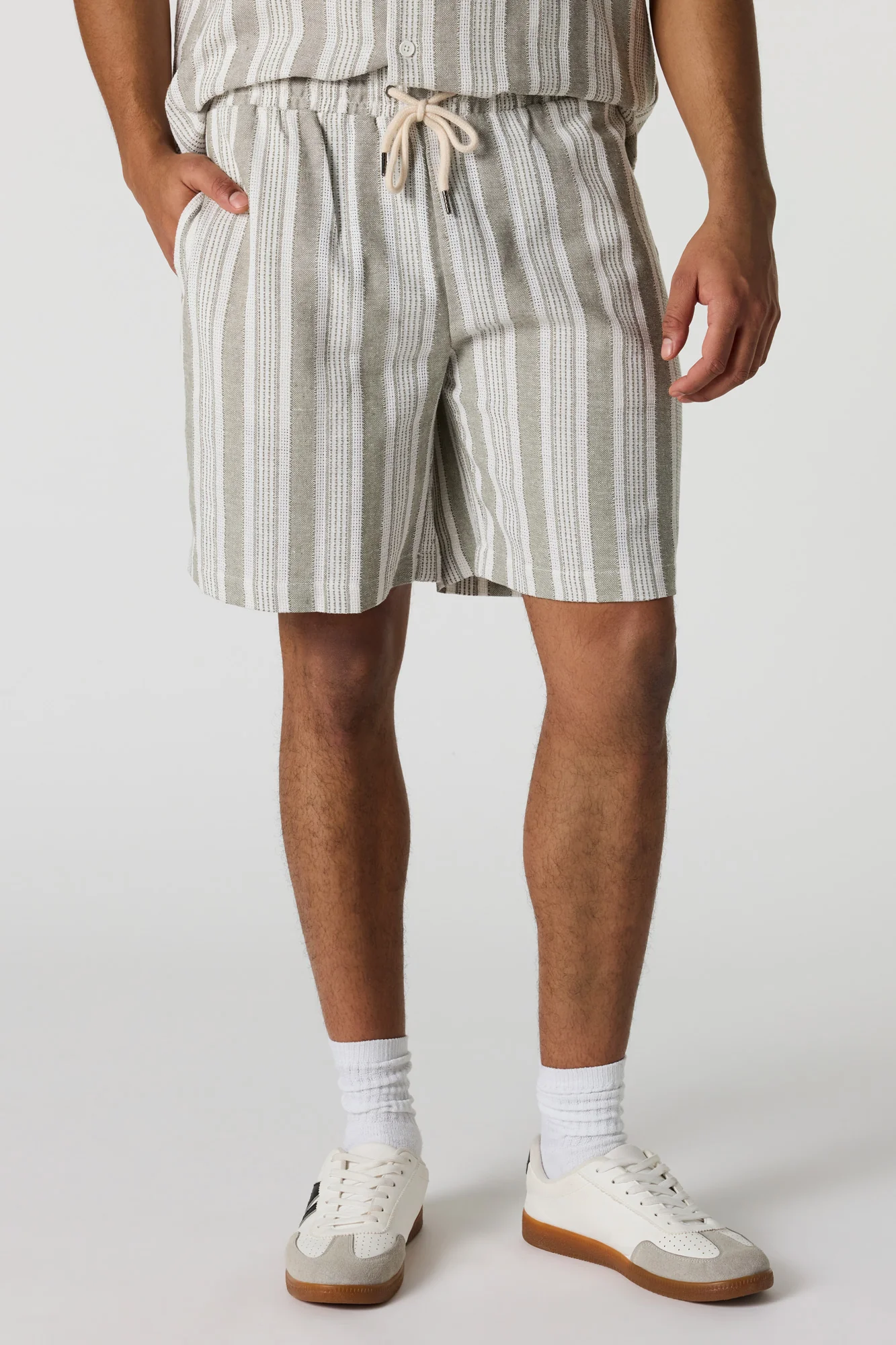 Textured Striped Drawstring Short - Image 9