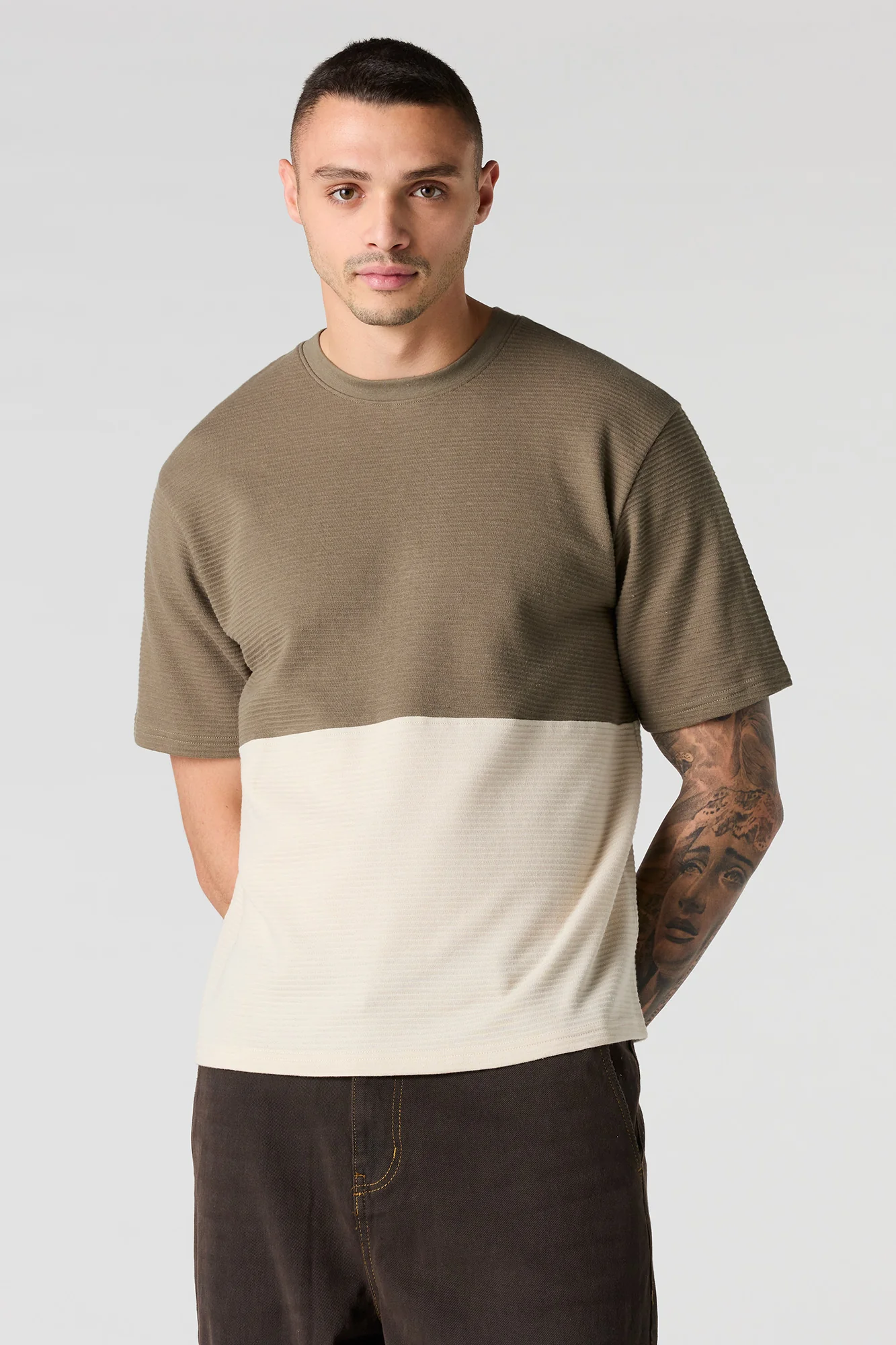 Ribbed Colourblock T-Shirt