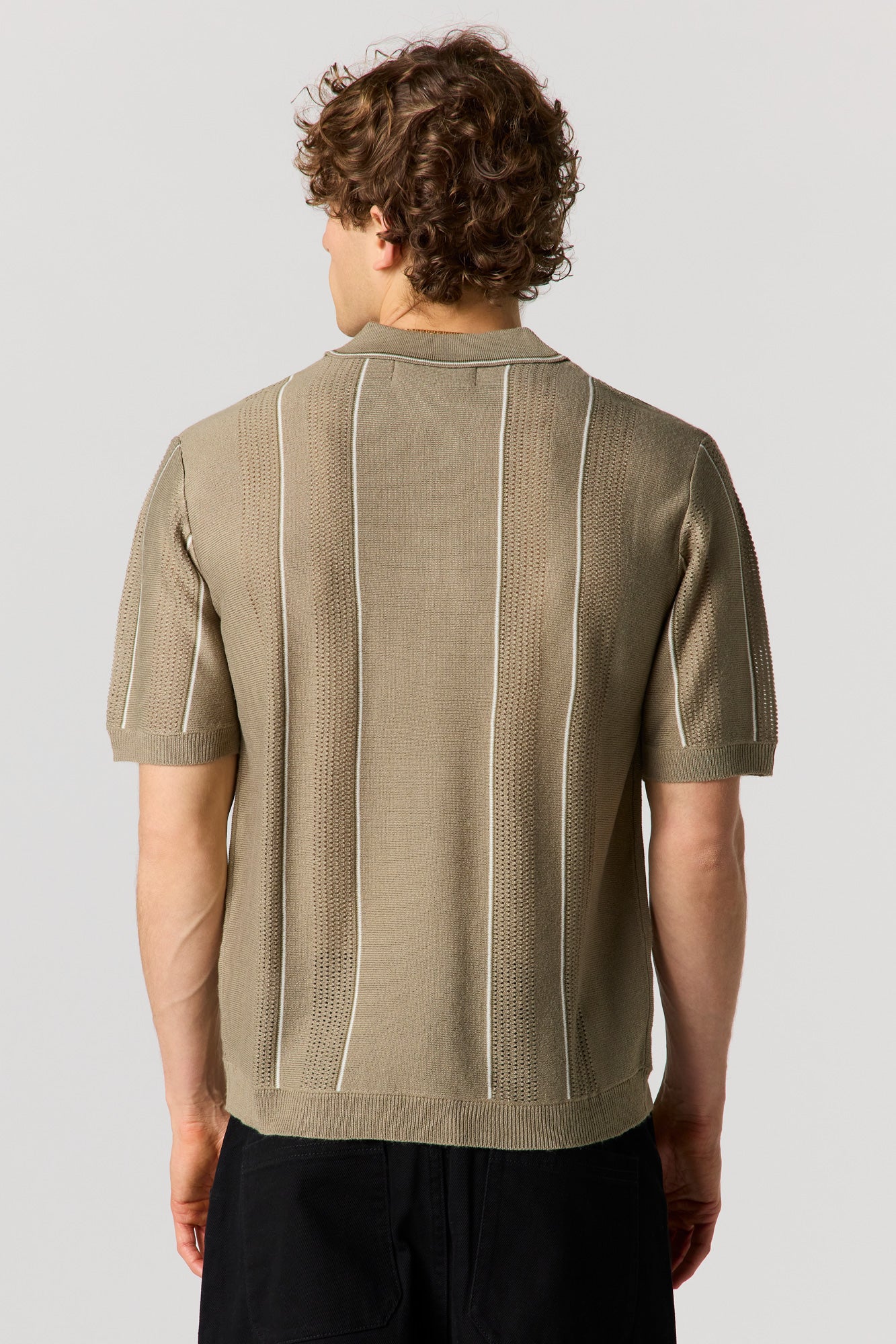 Textured Striped Polo Top - Image 2