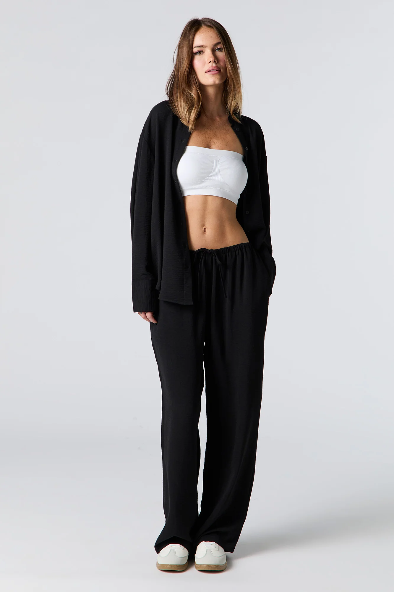 Flowy Long Sleeve Button-Up Top - Image 12