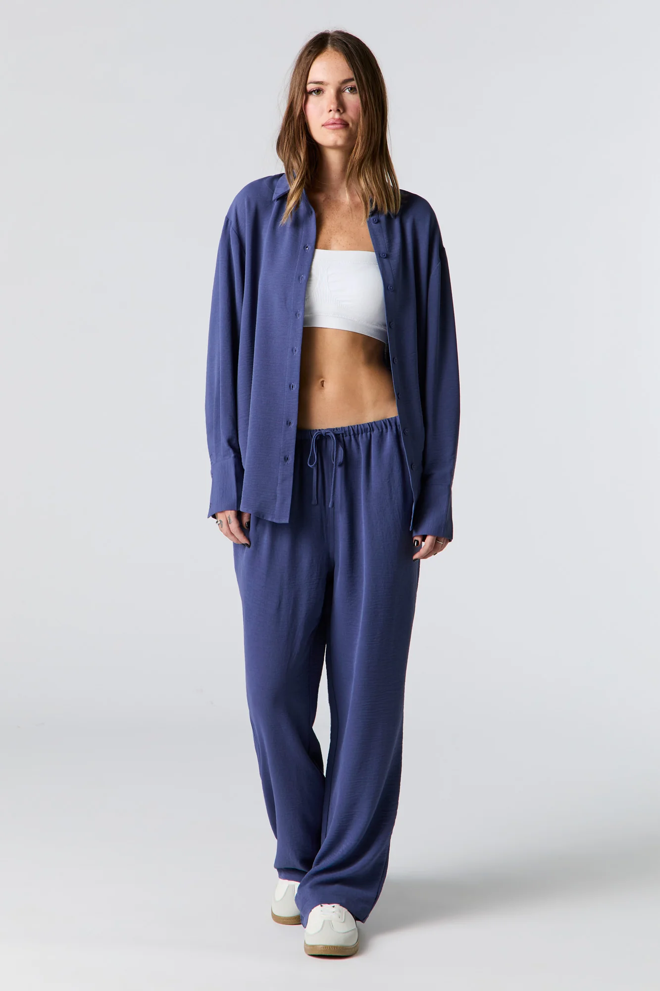 Flowy Long Sleeve Button-Up Top - Image 15