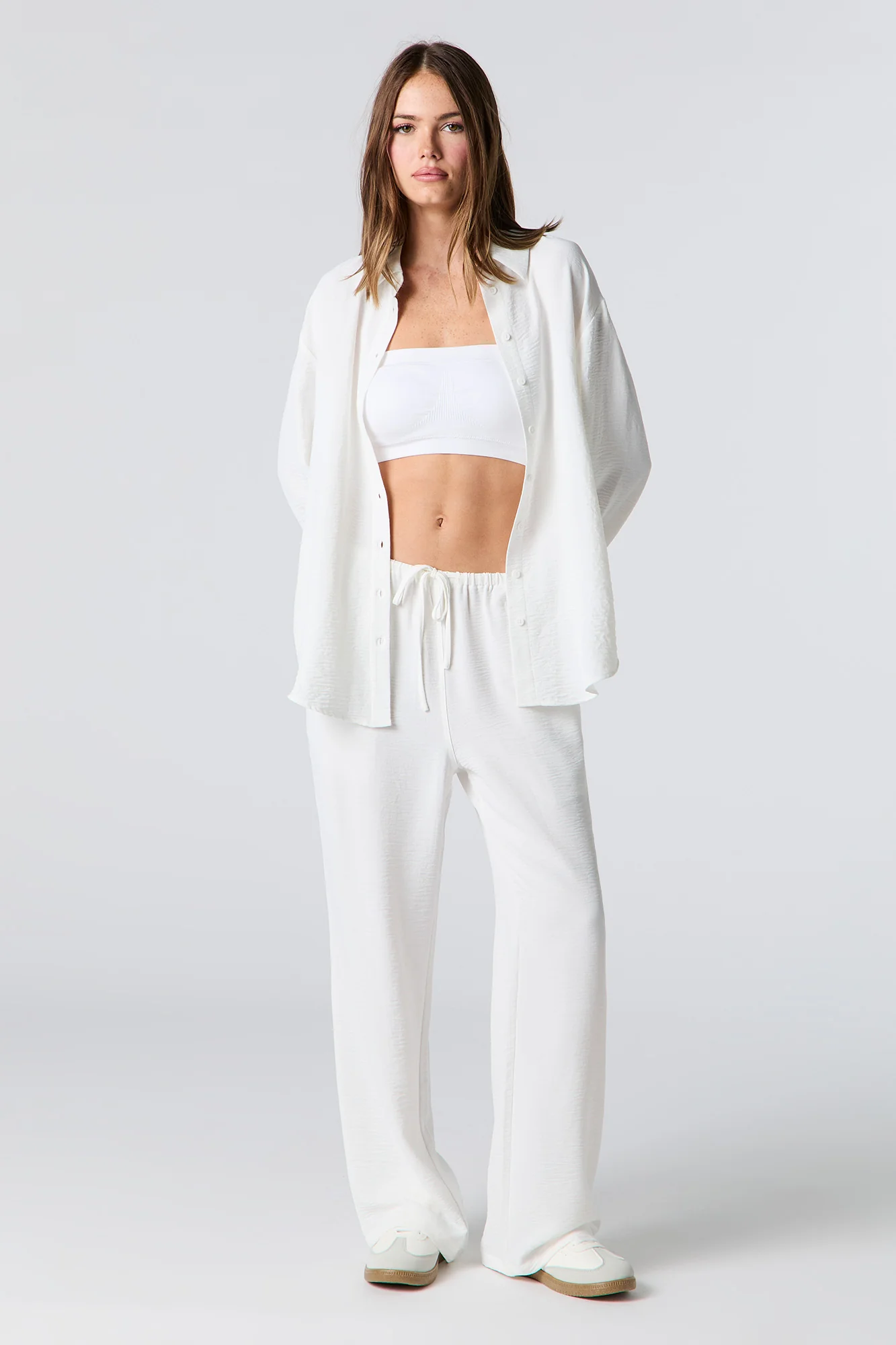 Flowy Long Sleeve Button-Up Top - Image 3