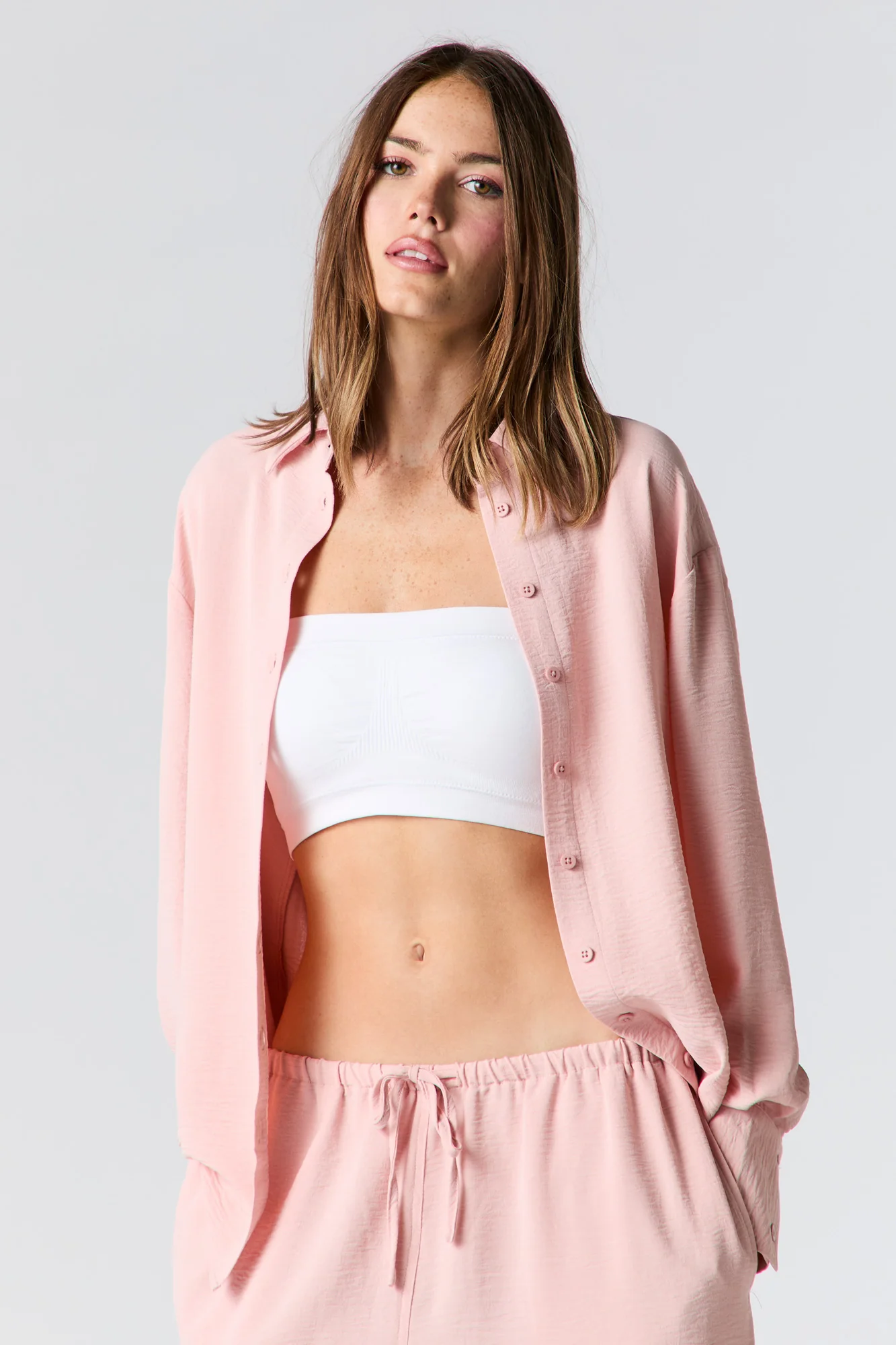 Flowy Long Sleeve Button-Up Top - Image 4