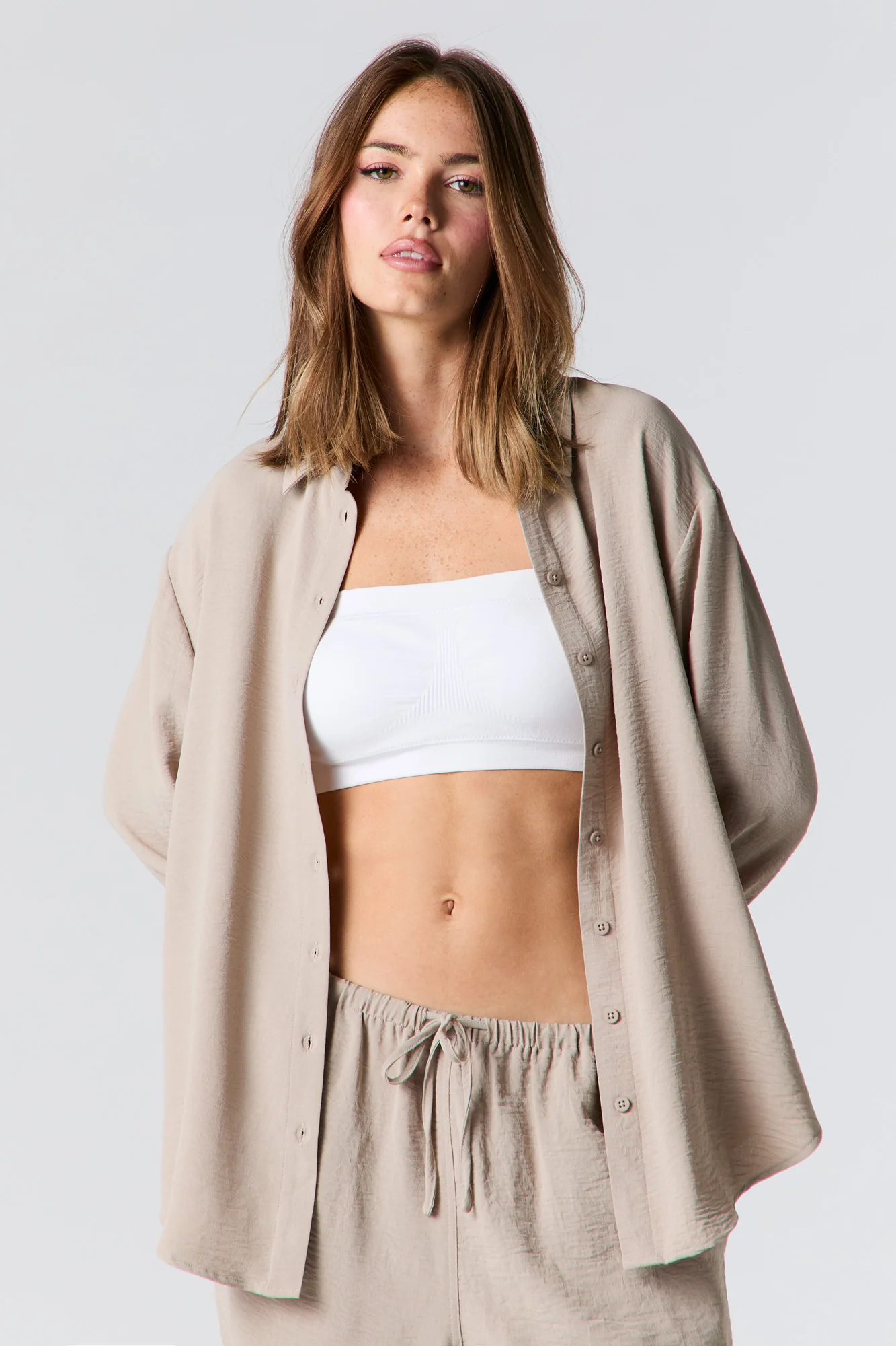 Flowy Long Sleeve Button-Up Top - Image 7