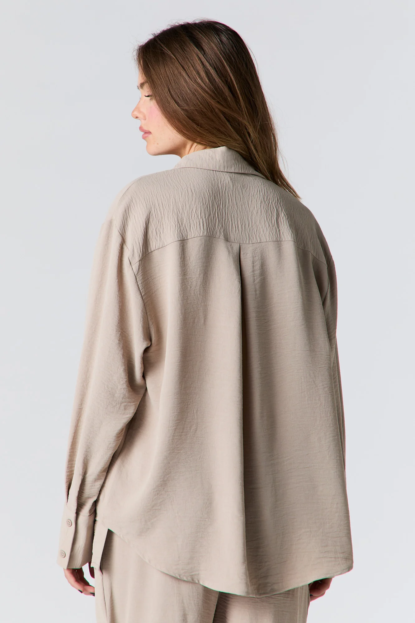 Flowy Long Sleeve Button-Up Top - Image 8