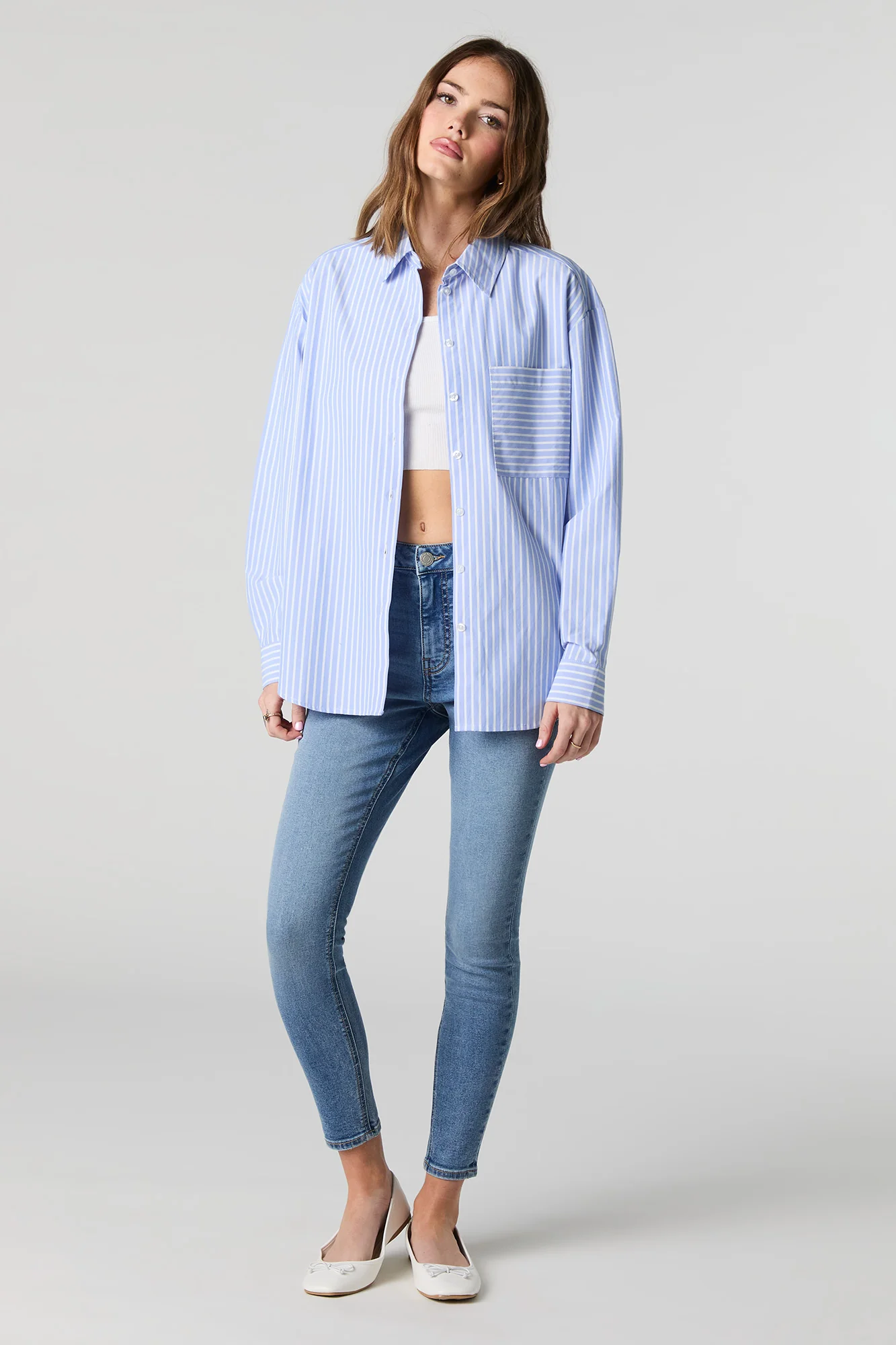 Oversized Striped Button-Up Top - Image 3