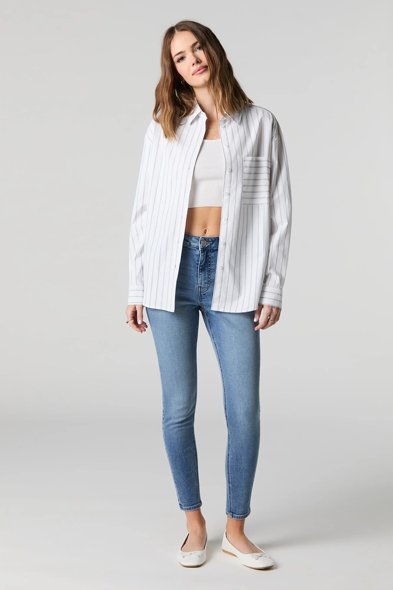 Oversized Striped Button-Up Top - Image 6