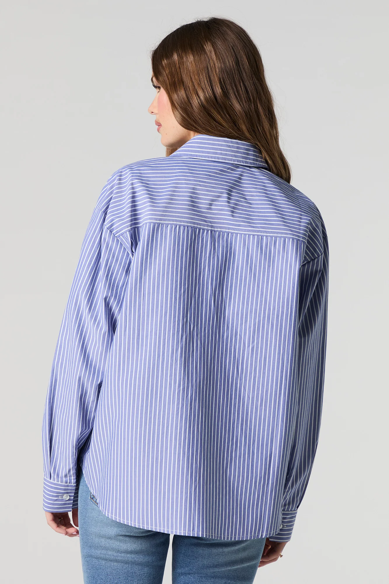 Oversized Striped Button-Up Top - Image 8