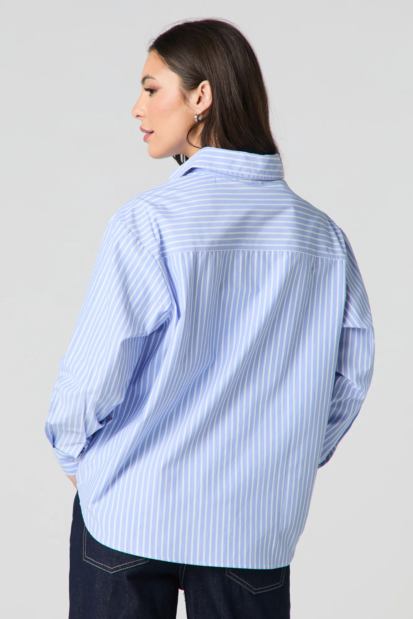 Oversized Striped Button-Up Top - Image 2