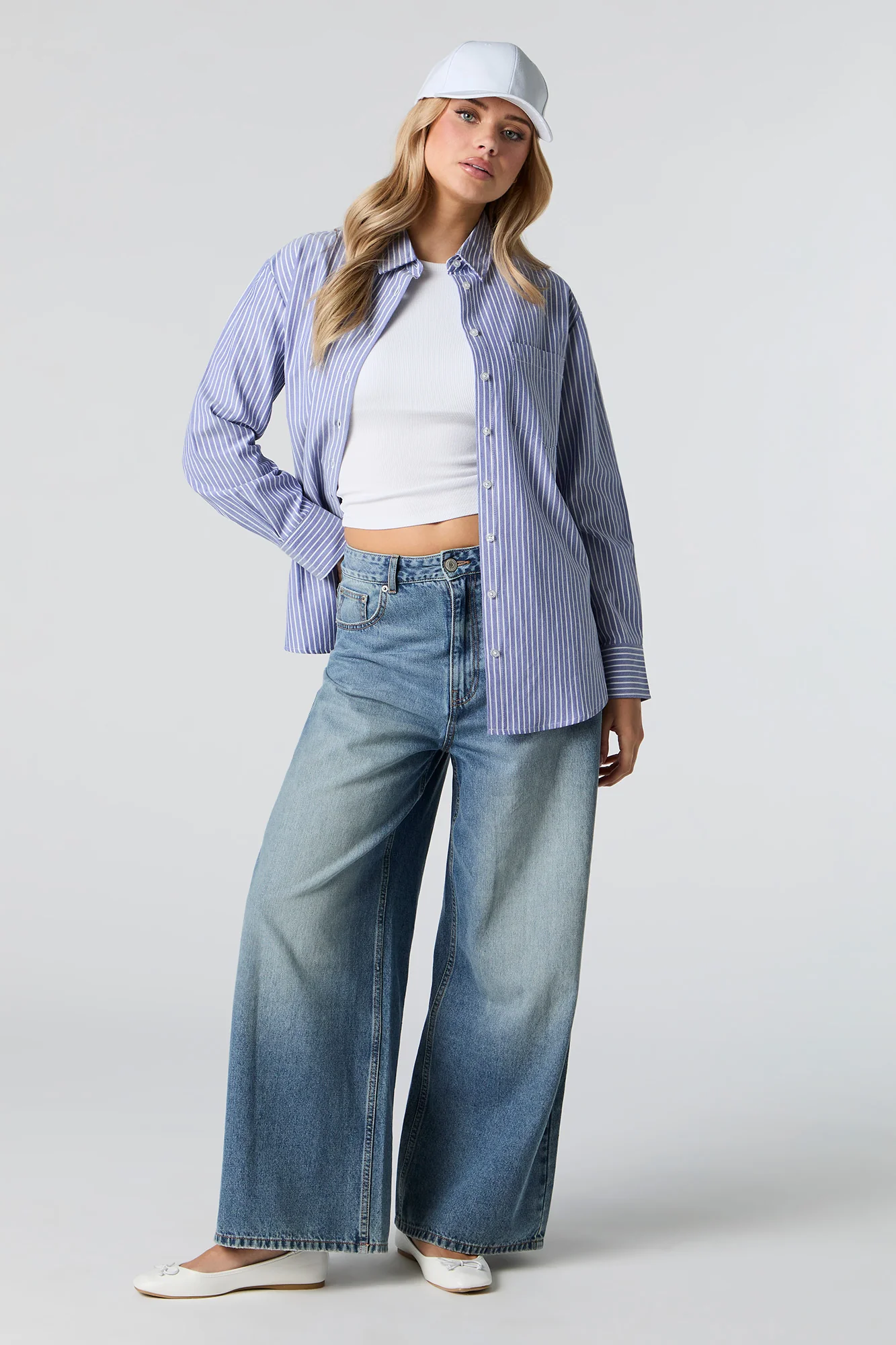 Oversized Long Sleeve Button-Up Top - Image 10