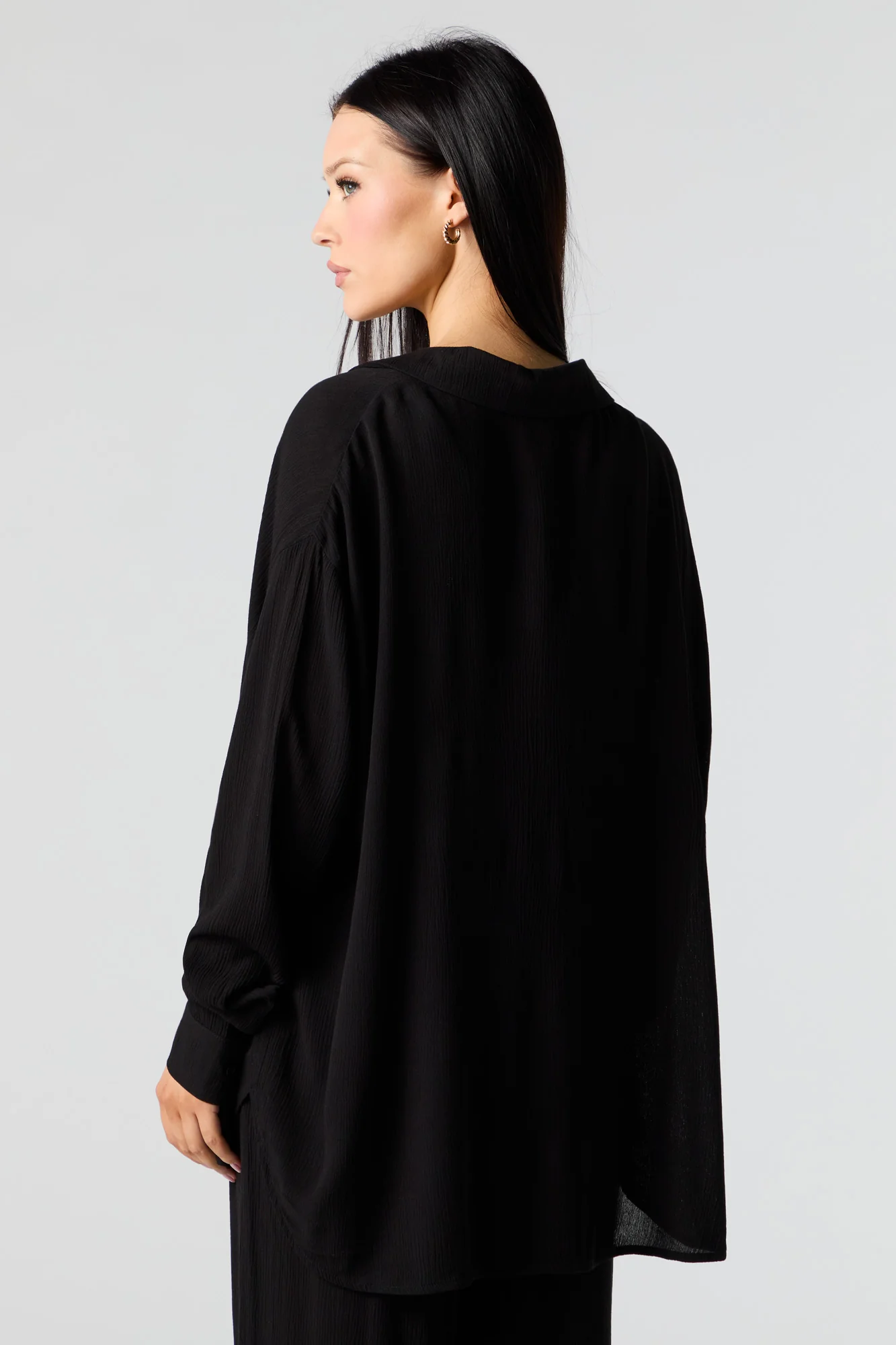 Crinkle Oversized Button-Up Top - Image 11