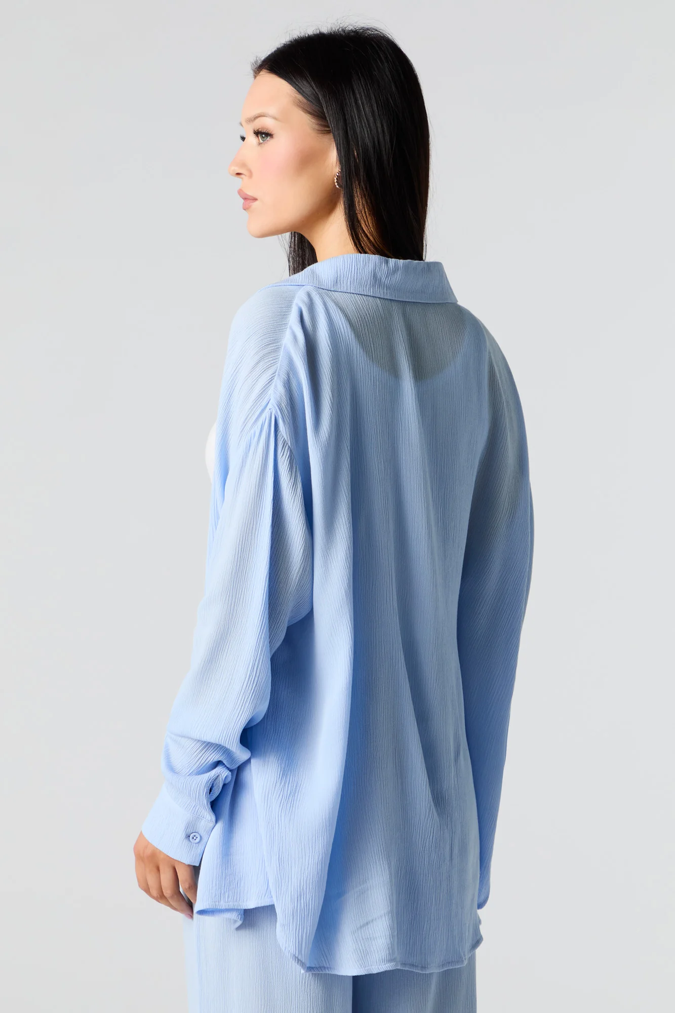 Crinkle Oversized Button-Up Top - Image 14