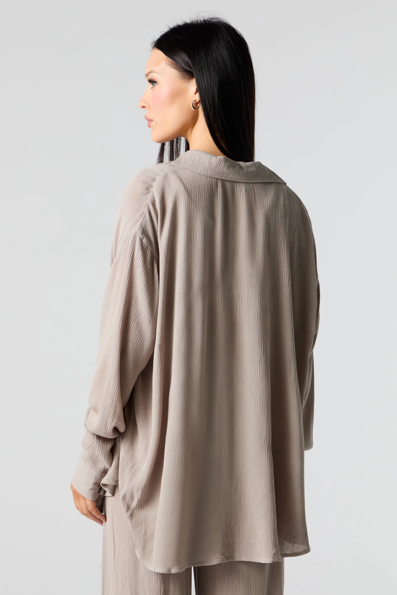 Crinkle Oversized Button-Up Top - Image 8
