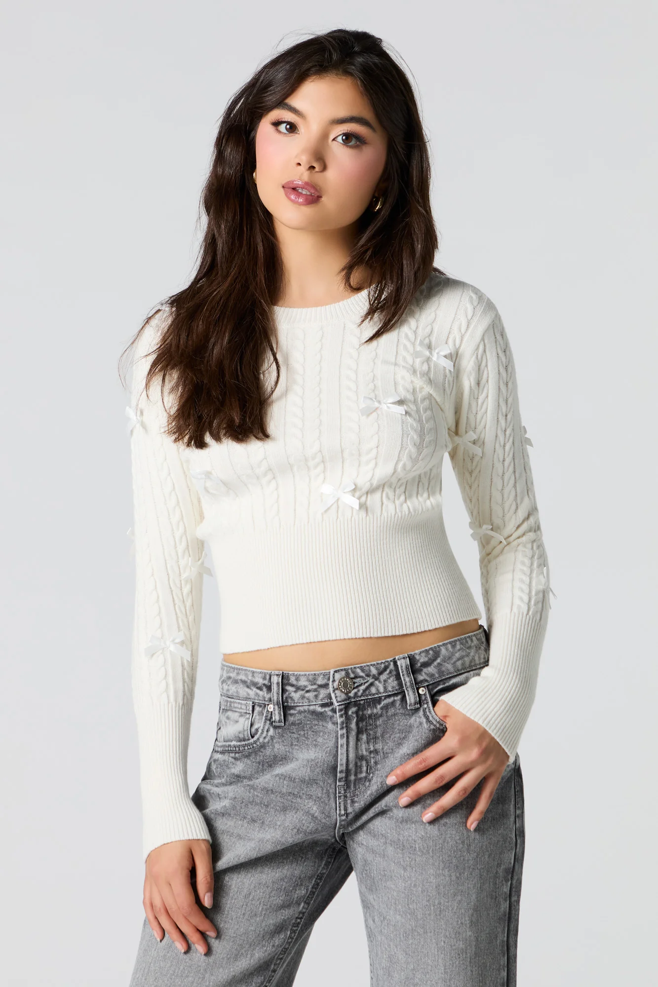Cable Knit 3D Bow Sweater - Image 13