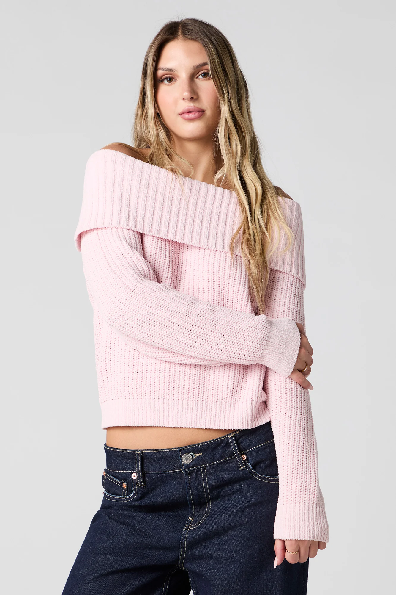 Foldover Off Shoulder Knit Sweater - Image 11