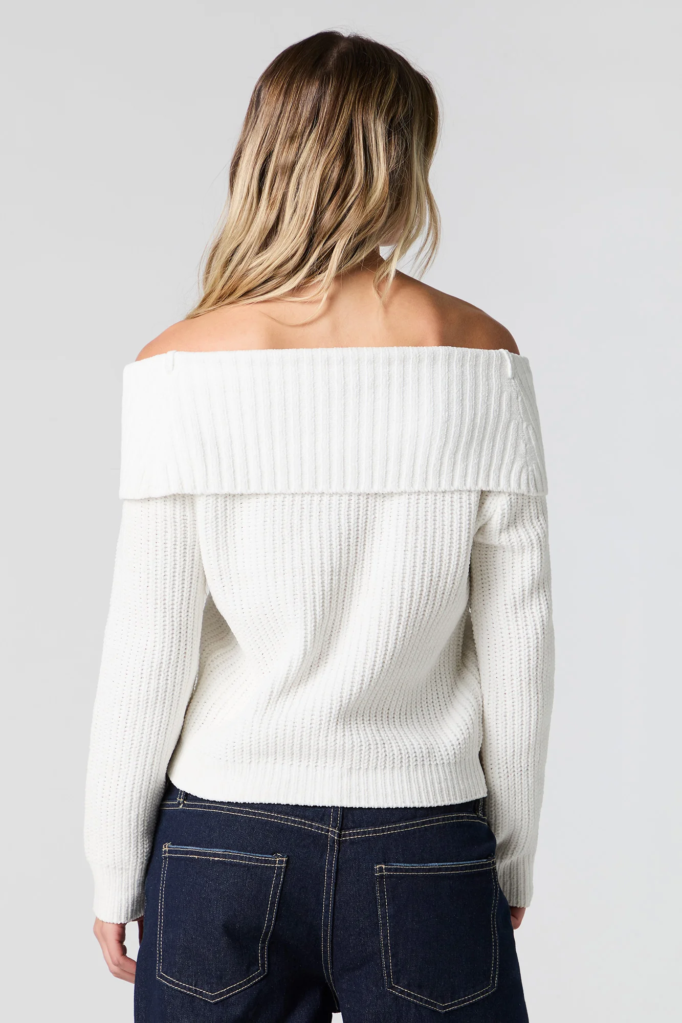 Foldover Off Shoulder Knit Sweater - Image 9