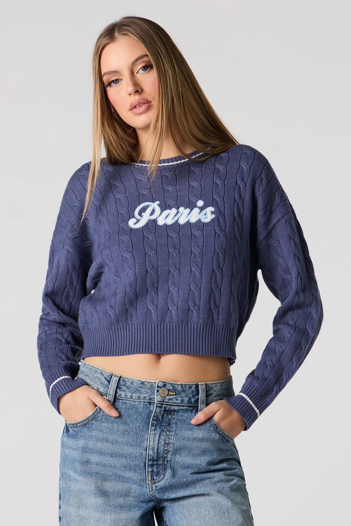 Embroidered Cable Knit Sweater - Image 10