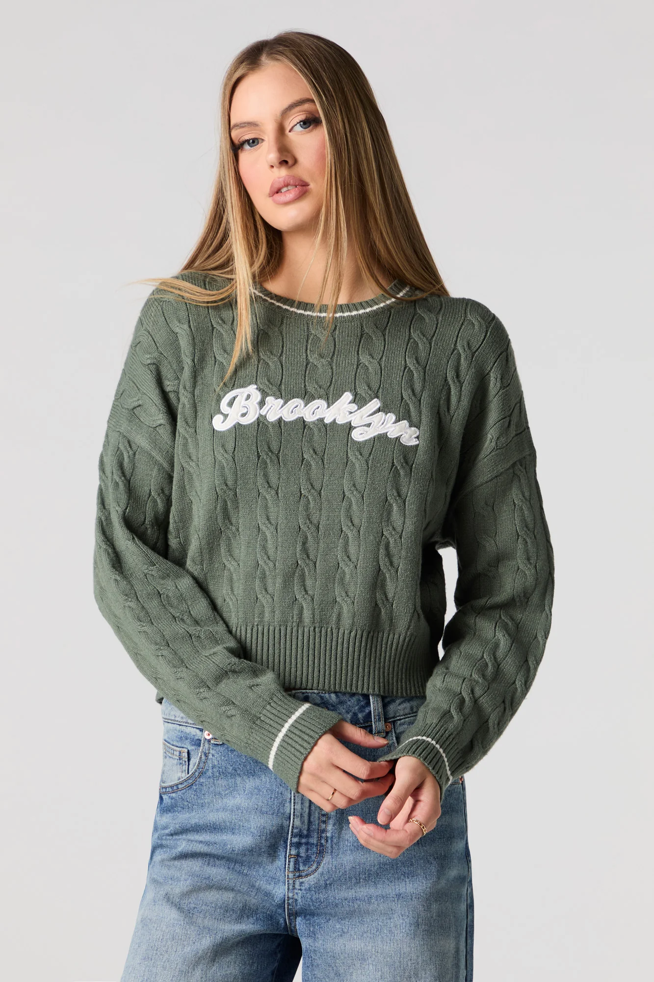 Embroidered Cable Knit Sweater - Image 13