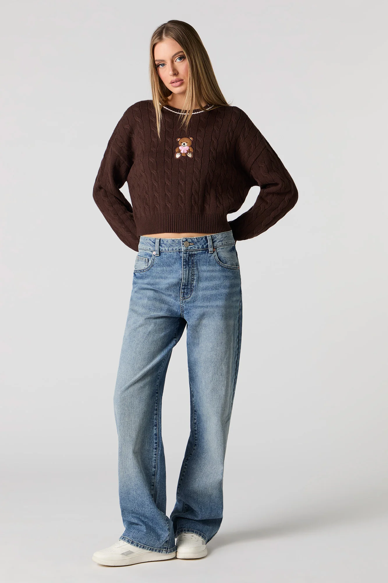 Embroidered Cable Knit Sweater - Image 3