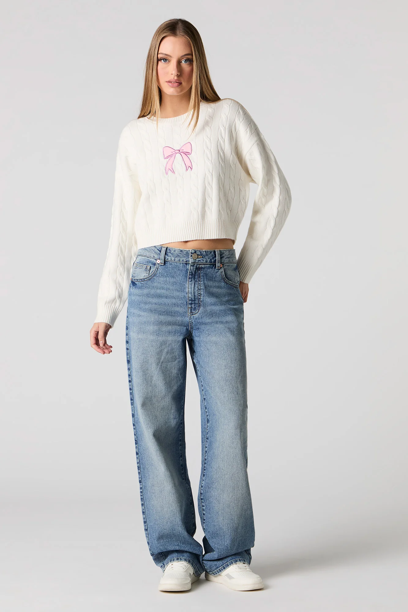 Embroidered Cable Knit Sweater - Image 6