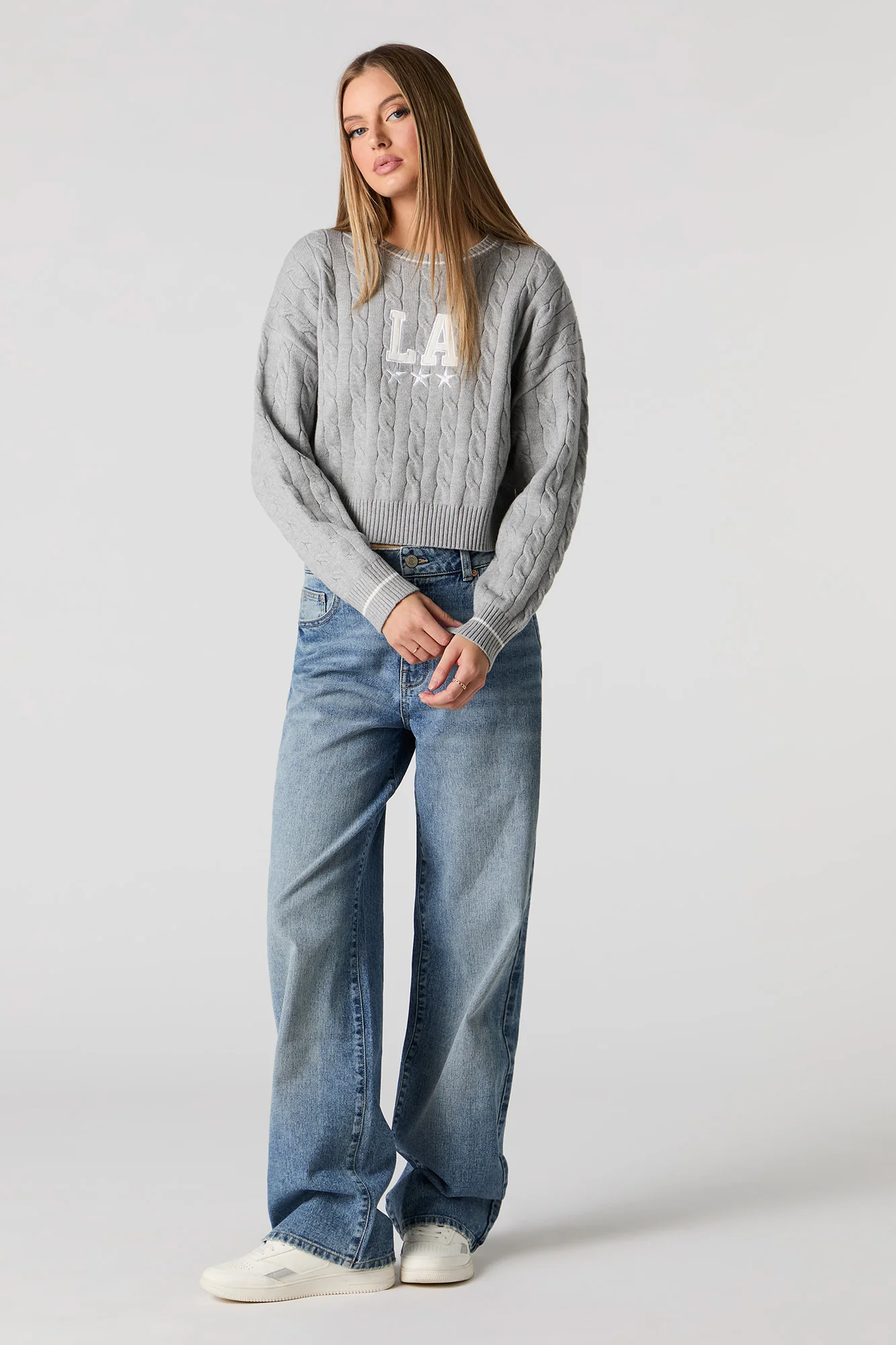 Embroidered Cable Knit Sweater - Image 9