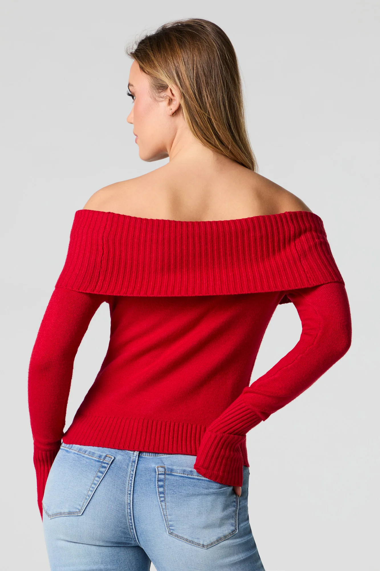 Foldover Off Shoulder Knit Sweater - Image 12
