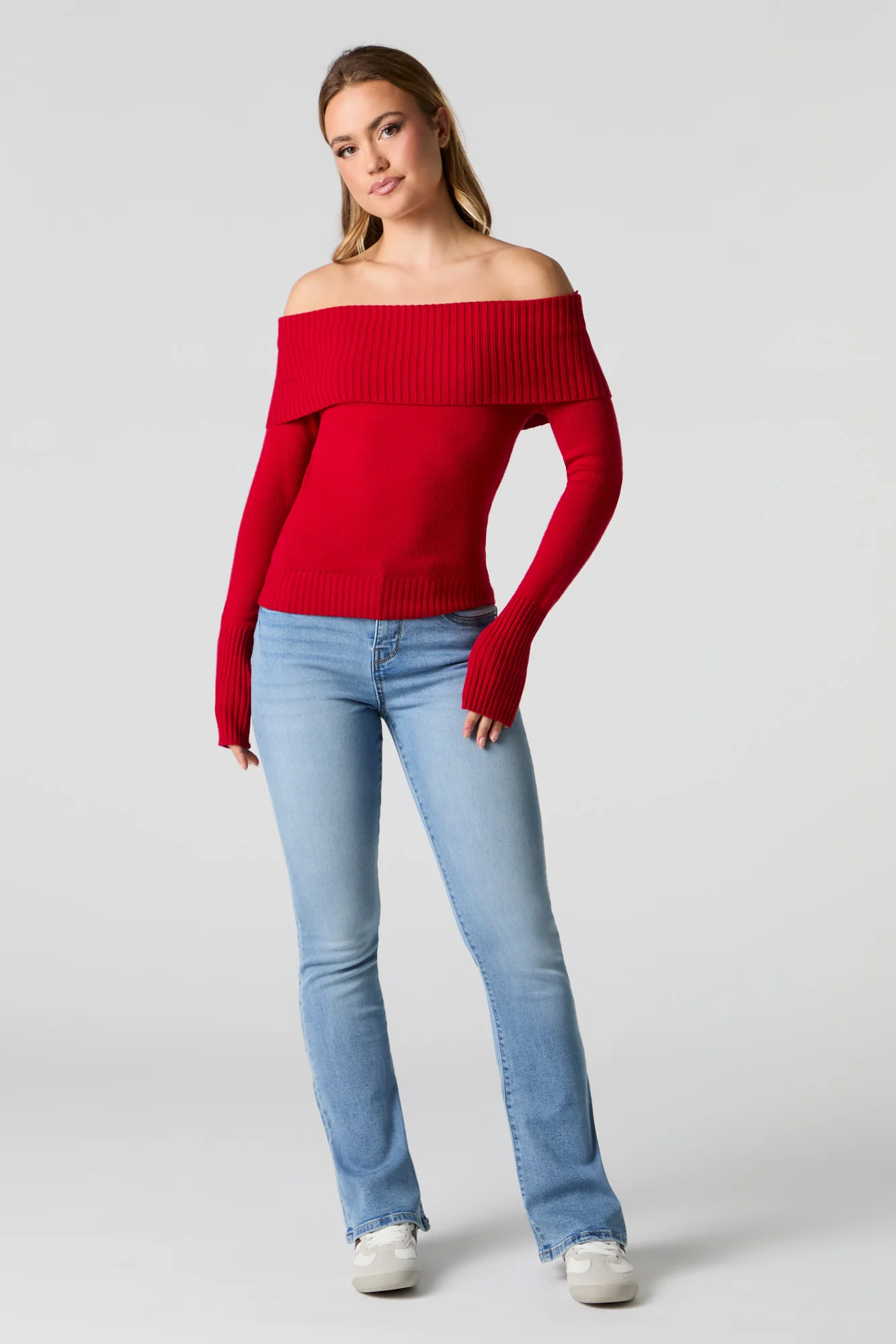 Foldover Off Shoulder Knit Sweater - Image 13