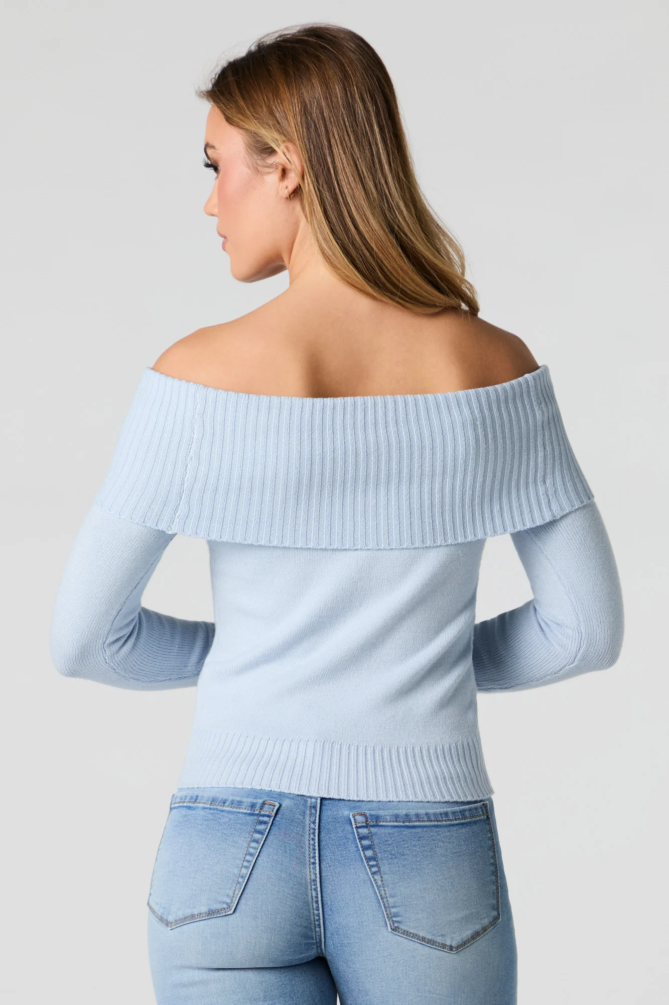 Foldover Off Shoulder Knit Sweater - Image 2