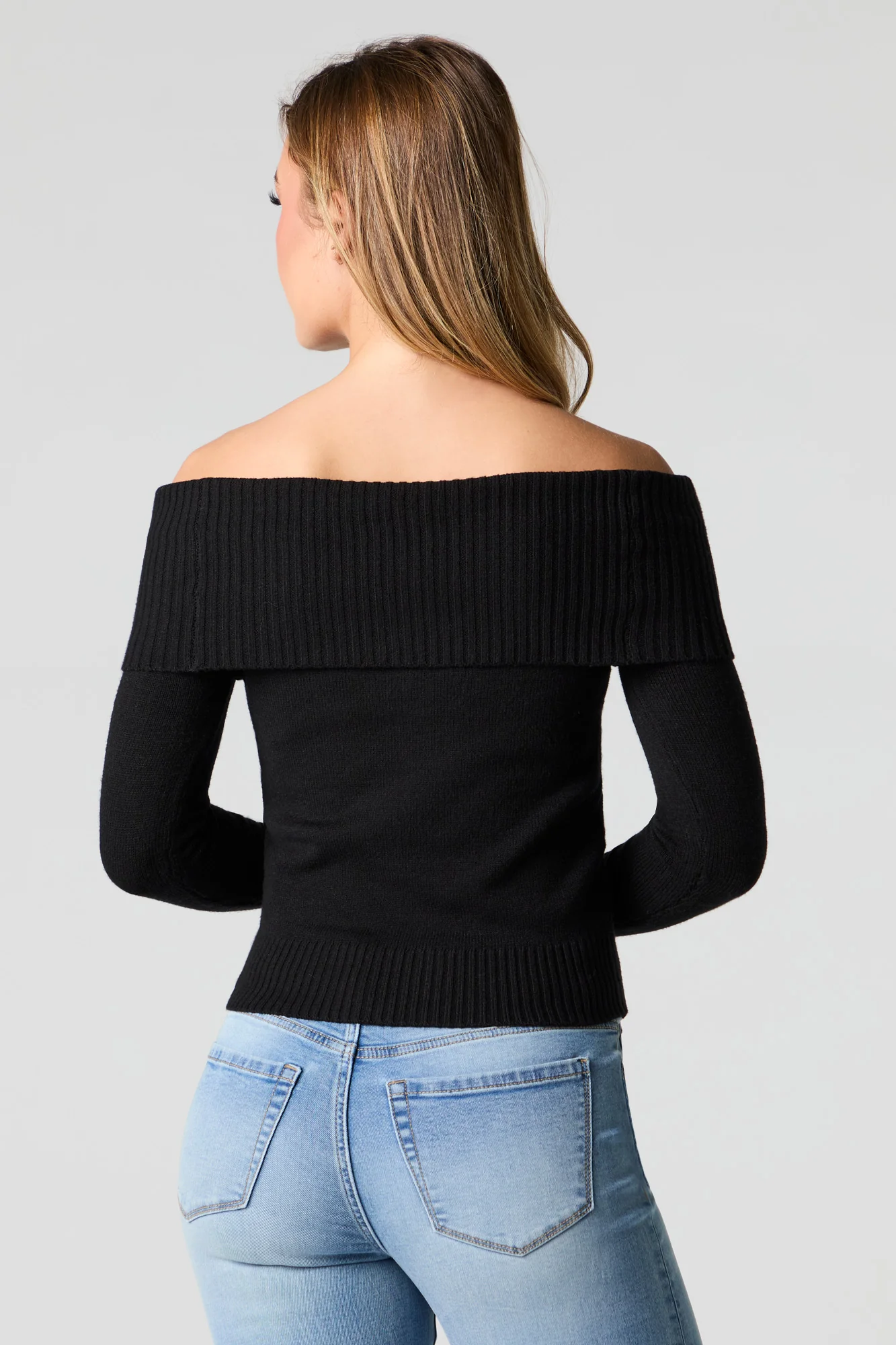 Foldover Off Shoulder Knit Sweater - Image 6