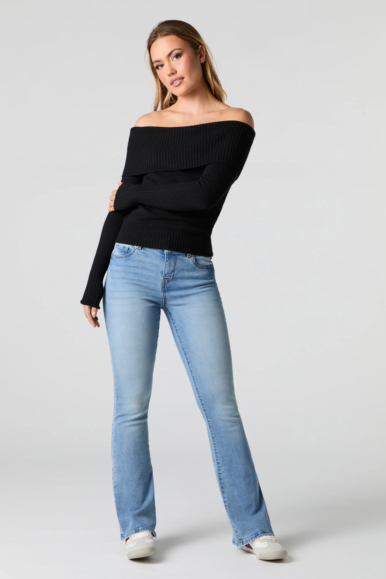 Foldover Off Shoulder Knit Sweater - Image 7