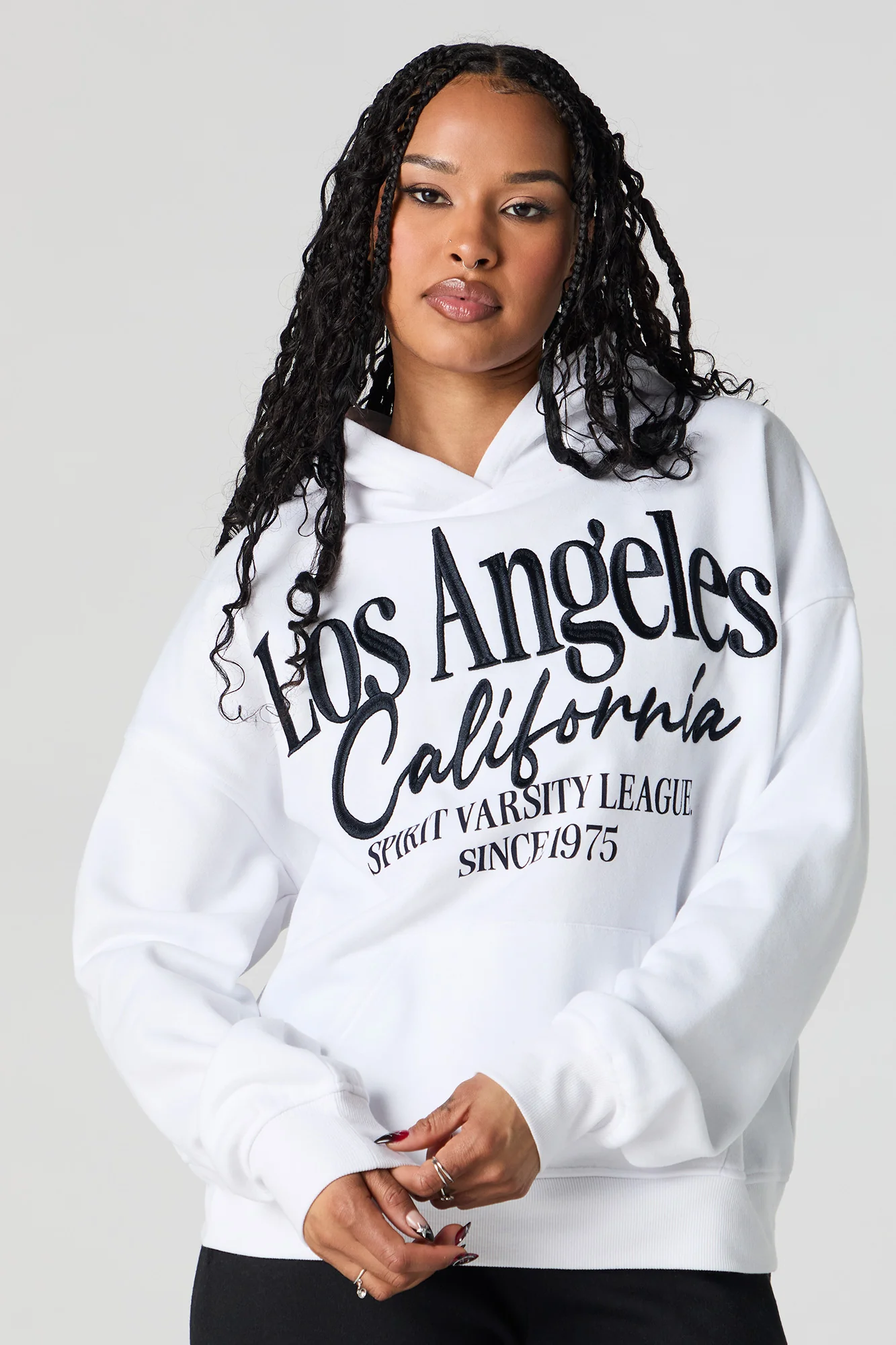 City Embroidered Oversized Fleece Hoodie - Image 4