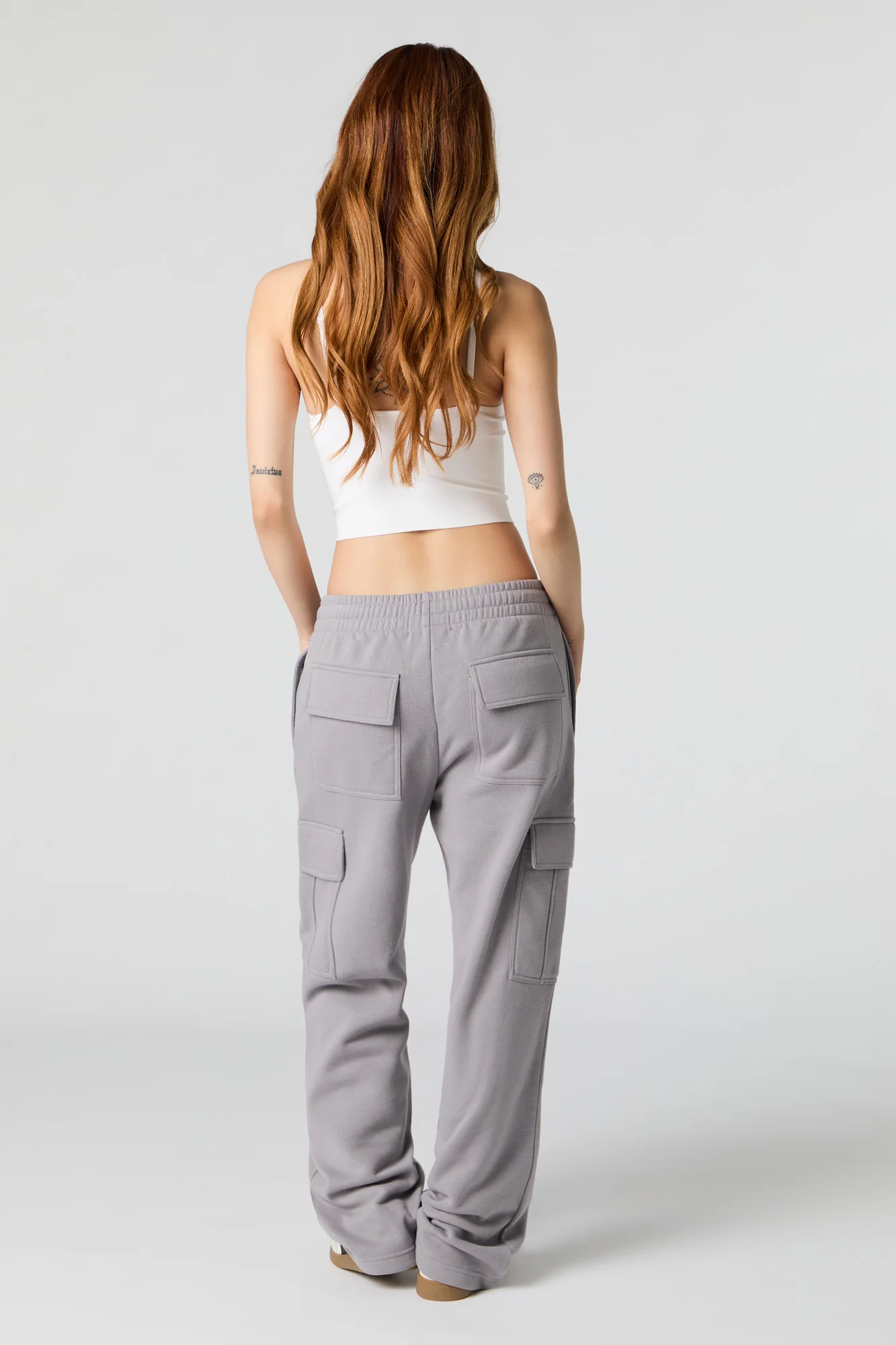 Solid Fleece Wide Leg Cargo Sweatpant - Image 12